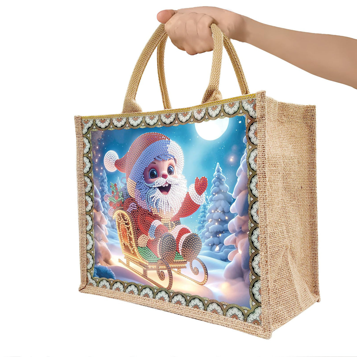 yzARTche Diamond Art Painting Handbag, DIY Diamond Art Christmas Handmade Tote Bag Shoulder Bag -09-Santa Claus yzARTche