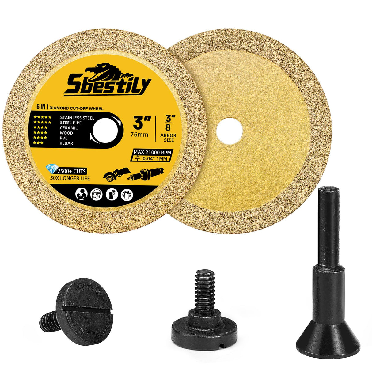 Sbestily Cut Off Wheels (2+1 Plus Kit) for Die Grinder,3 Inch,1/24" Thin,W3/8" Arbor Hole Drill Cutting Wheel for Metal and Stainless Steel, 3" Cutoff Tools Angle Grinder Cutter Disc Sbestily