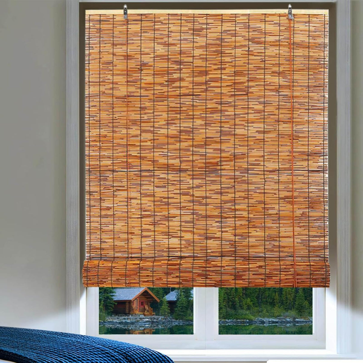 Generic Patio Bamboo Roller Shades, Outdoor Roll-up Blinds, Bamboo Window Shade, Home Roman Blinds, Anti-UV 36x72 27x48 34x84 55x96 20x84in (Color : Brown) WoodArtSupply