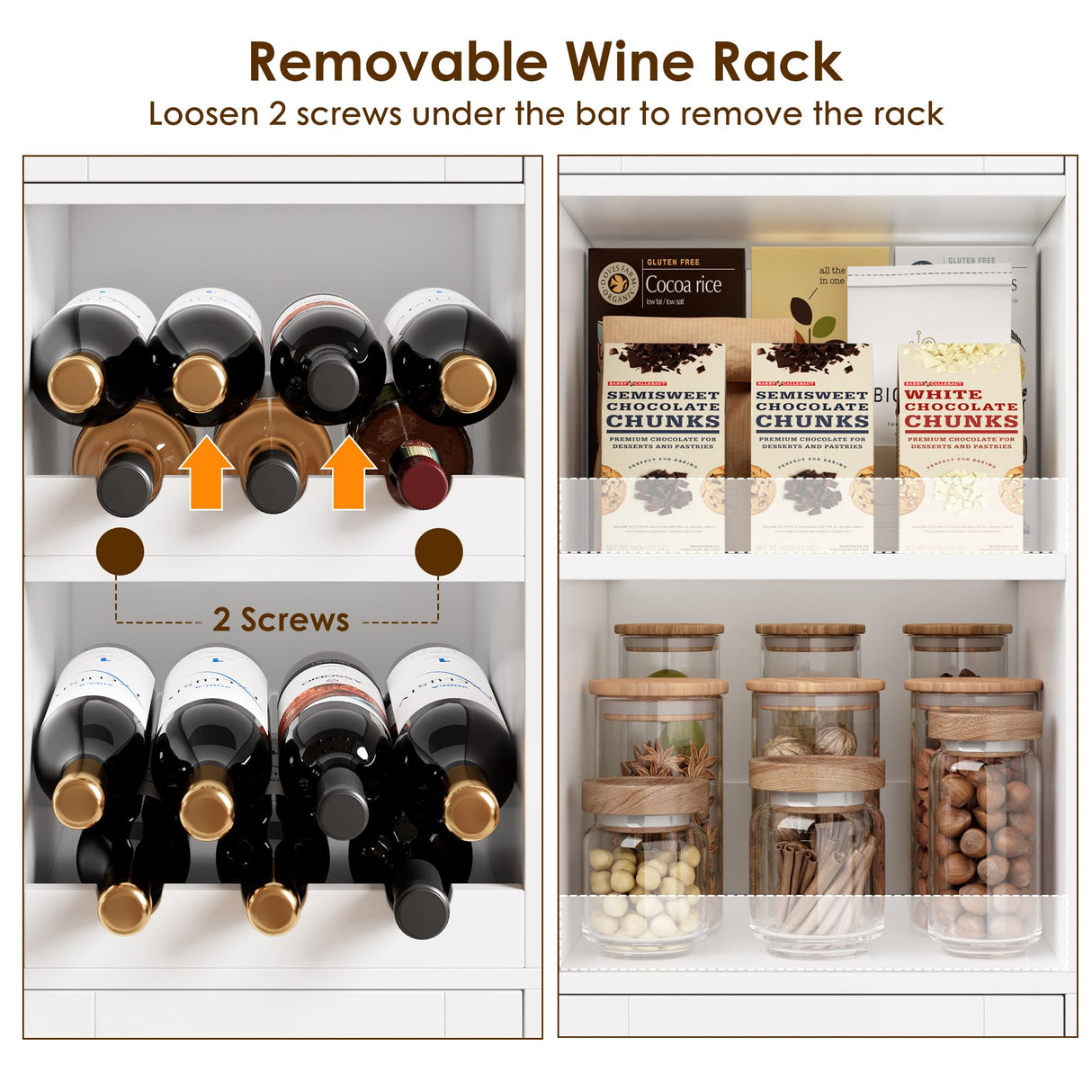 BOTLOG 72" Tall Kitchen Pantry Storage Cabinet with Wine Rack, Large Pantry Cabinet with Microwave Stand, Modern Kitchen Hutch Food Pantry Cabinet for Kitchen, Dining Room, White BOTLOG