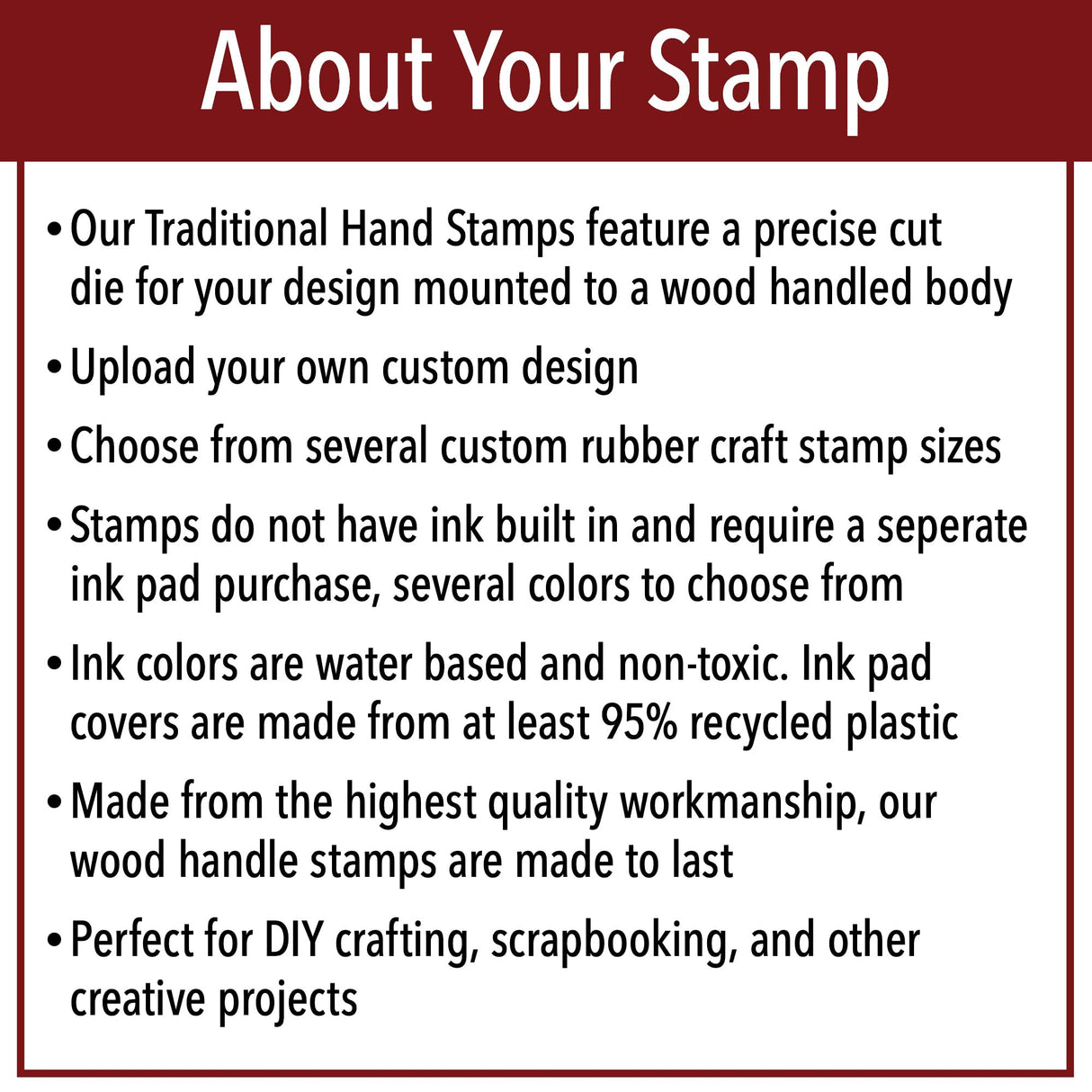 Personalized Rubber Hand Stamp, Wood Handle with Custom Logo | Multiple Size Options Available | Upload Your Own Logo (1"x1") 904 Custom