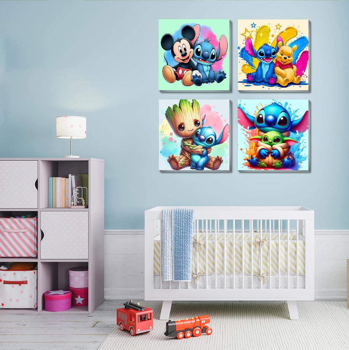 4 Ps Paint by Numbers for Kids with Framed Canvas,Cartoon Paint by Numbers for Kids Ages 8-12 with Wooden Easel,Easy Acrylic Painting Kits for Home Wall Decor 8X8 Inch Fuinkqe