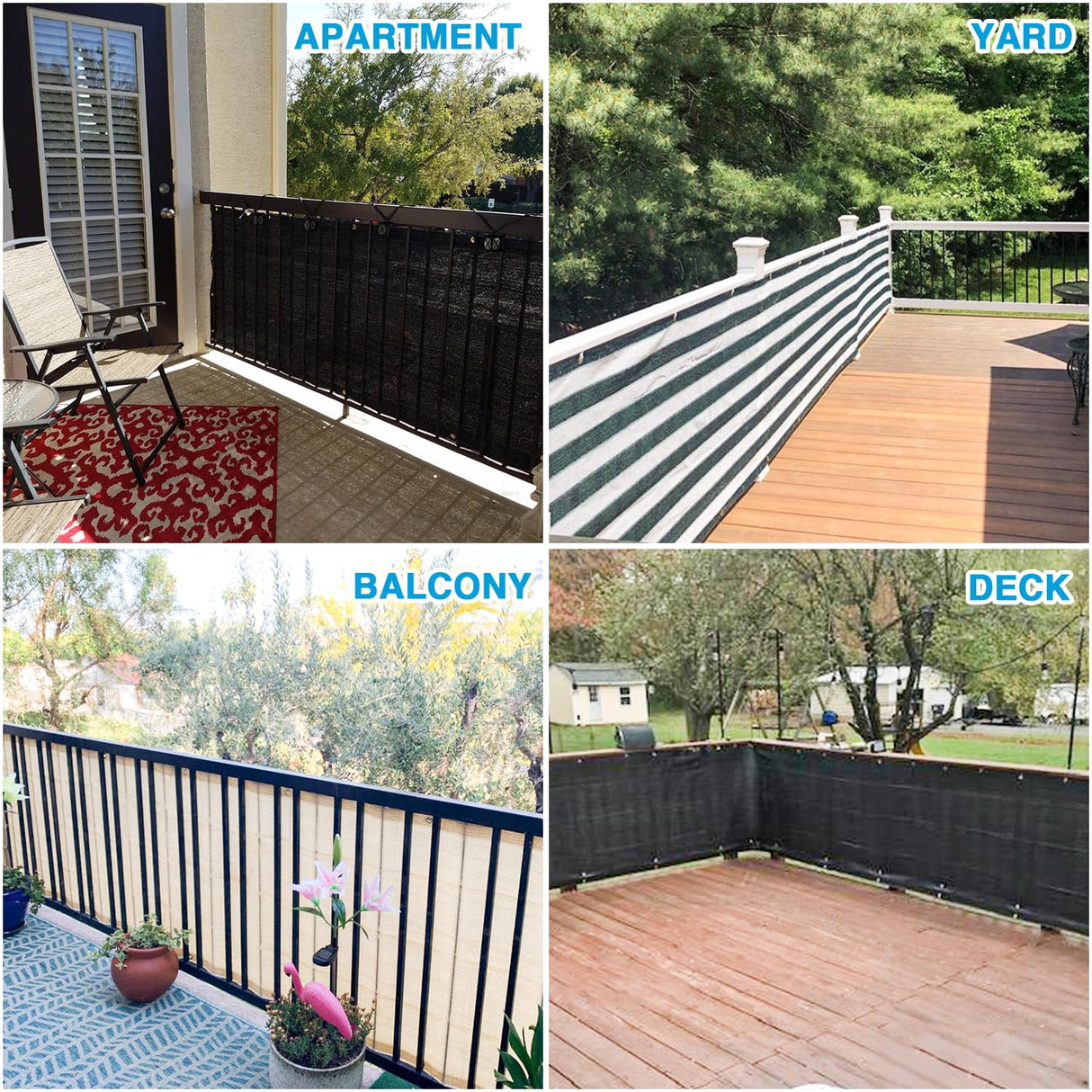 Patio 3' x 20' Balcony Privacy Screen Apartment Railing Covers Fence Panels for Outdoor, Temporary Fencing for Porch Deck Backyard Net Mesh with Zip Ties, Gray White Stripe Patio