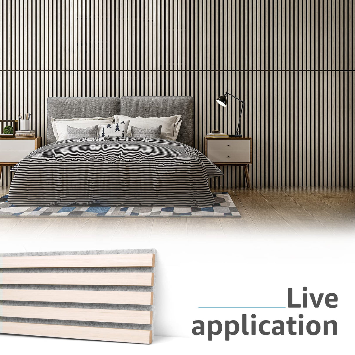 Art3d 2 Wood Slat Acoustic Panels for Wall and Ceiling - 3D Fluted Sound Absorbing Panel with Wood Finish - White Elm Art3d