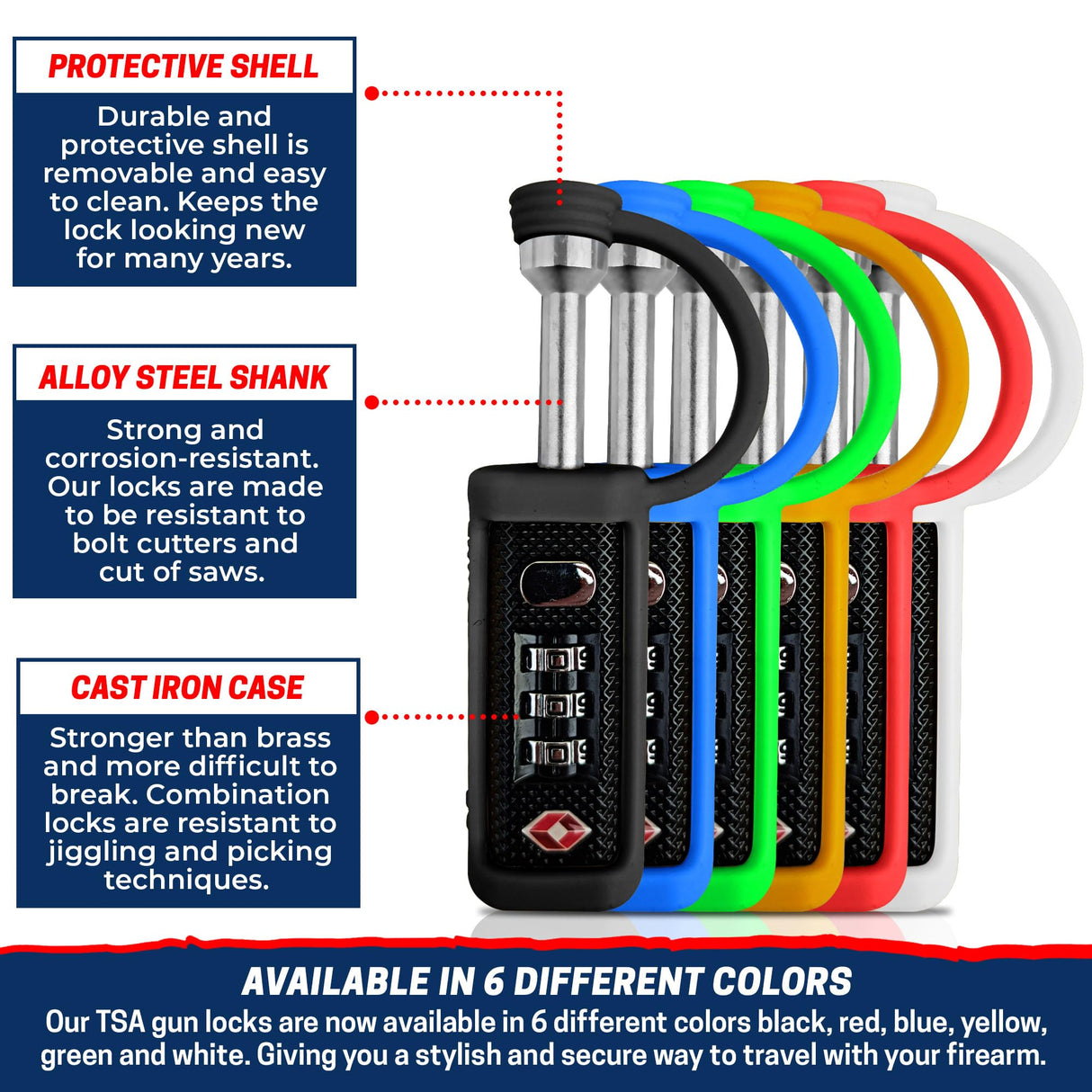 Cedar Mill TSA Approved Gun Case Lock – Durable, Cut-Resistant Security TSA Locks for Gun Case, Pistol Case, Revolver Gun Case or Firearms – Child-Safe Trigger Locks for Rifles and Shotguns Cedar Mill Fine Firearms