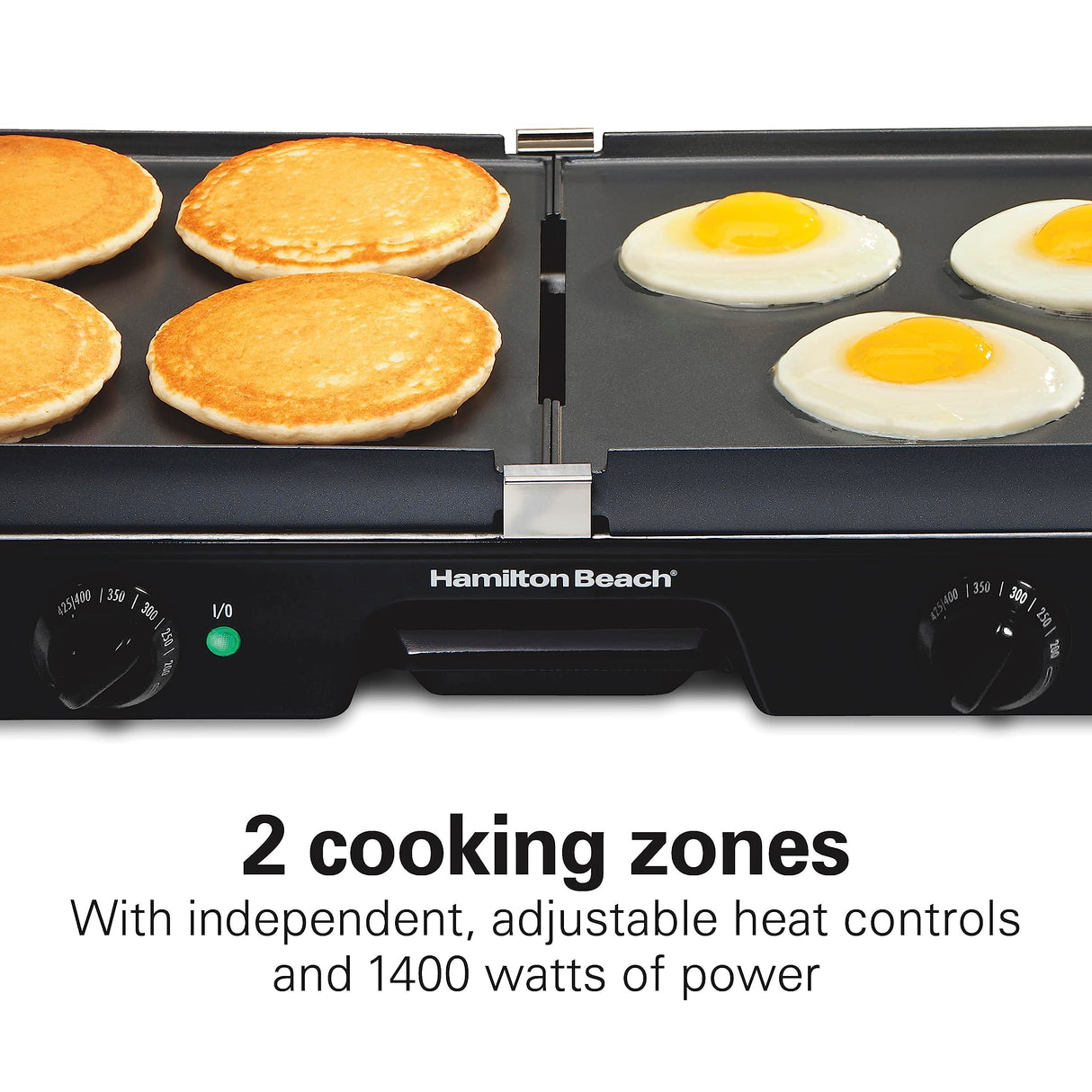 Hamilton Beach 3-in-1 Electric Indoor Grill + Griddle, 8-Serving, Reversible Nonstick Plates, 2 Cooking Zones with Adjustable Temperature (38546), Black Hamilton Beach