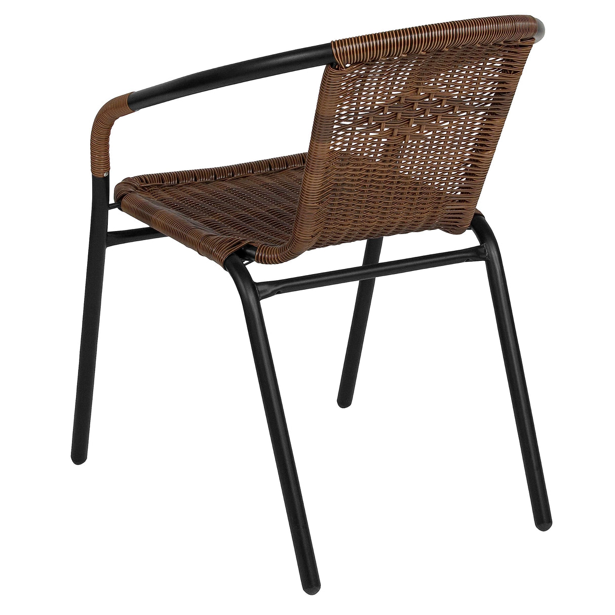 EMMA + OLIVER 2 Pack Medium Brown Rattan Indoor-Outdoor Restaurant Stack Chair EMMA + OLIVER