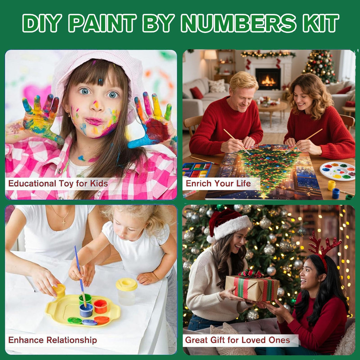 cviokrdu Christmas Paint by Numbers Kit for Adults - Christmas Adult Paint by Number Kits on Canvas, DIY Tree Oil Painting for Gift Home Wall Decor (16x20inch) cviokrdu