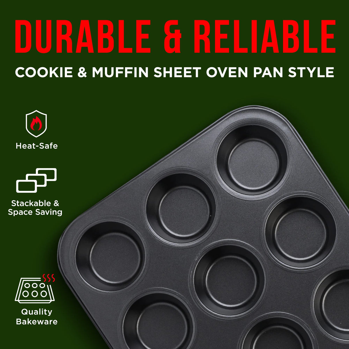 Baking Set – 6 Piece – Deluxe Non Stick Black Coating Inside and Outside – Carbon Steel Bakeware Set – PFOA PFOS and PTFE Free by Bakken Bakken- Swiss