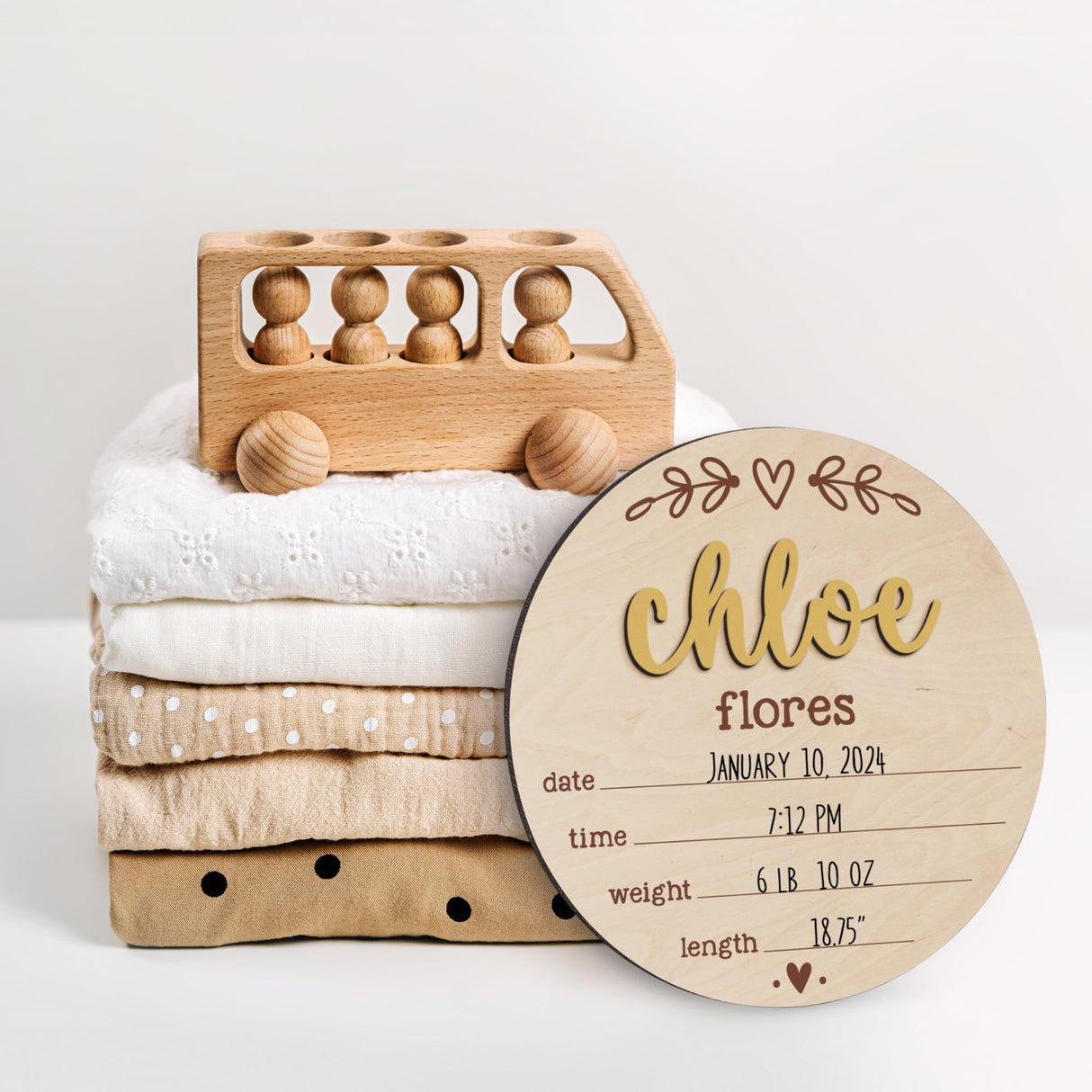 3D Personalized Wooden Baby Name Announcement Sign, 3 Optional Sizes, 39 Font Colors, Birth Announcement Sign, Newborn Name Sign, Baby Shower Nursery Gift Customization Mill