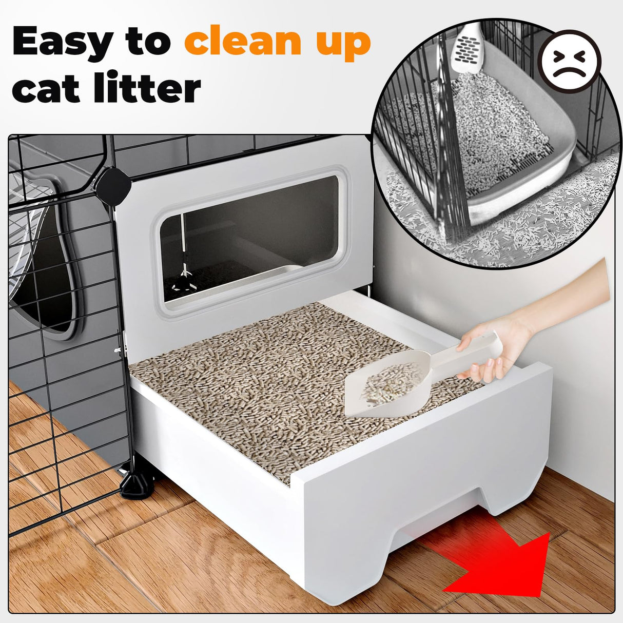 Oneluck Cat Cage with Litter Box,4-Tier DIY Cat Enclosures Detachable Metal Wire Kennel Indoor Crate Large Exercise Place Ideal for 1-2 Cats Oneluck