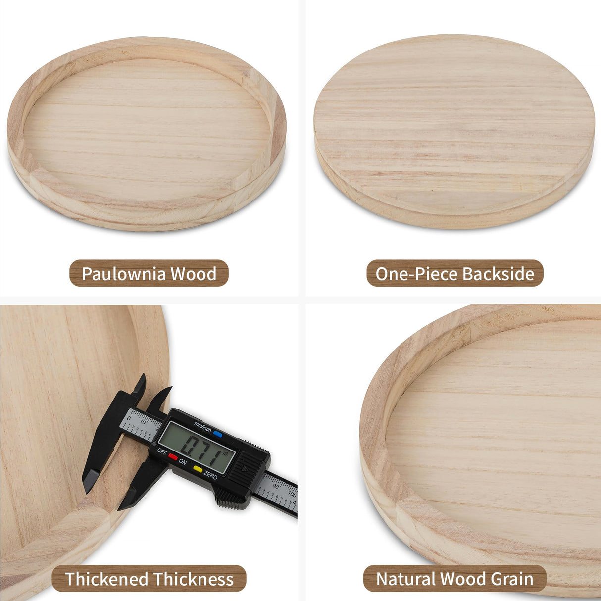 Hanobe Round Wood Candle Tray: Rustic Wooden Candle Holder Natural Pillar Stand Farmhouse Tea Light Plate Base for Living Room Coffee Table Centerpiece for Kitchen Counter Bathroom Home Decor,11.8" Hanobe