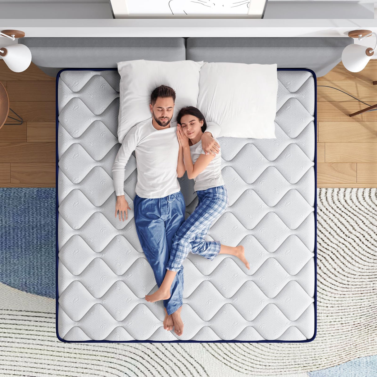 Avenco King Size Mattress, 12 Inch King Mattresses in a Box, Hybrid Spring Mattresses with Comfort Foam and Pocket Coils for Pressure Relief & Motion Isolation Avenco