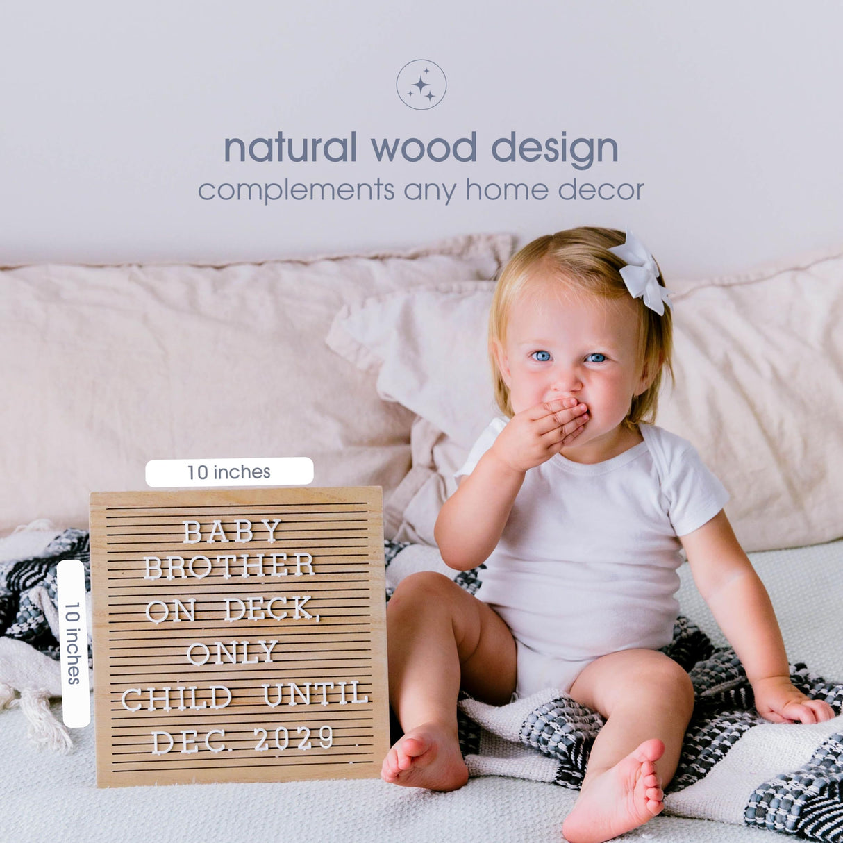 Pearhead Wooden Letterboard Set - Ideal Photo Sharing Prop for Baby Announcements, Milestone Keepsake, Custom Message Board and Shower Gift - Includes 188 Letters, Numbers, and Symbols - Natural Wood Pearhead