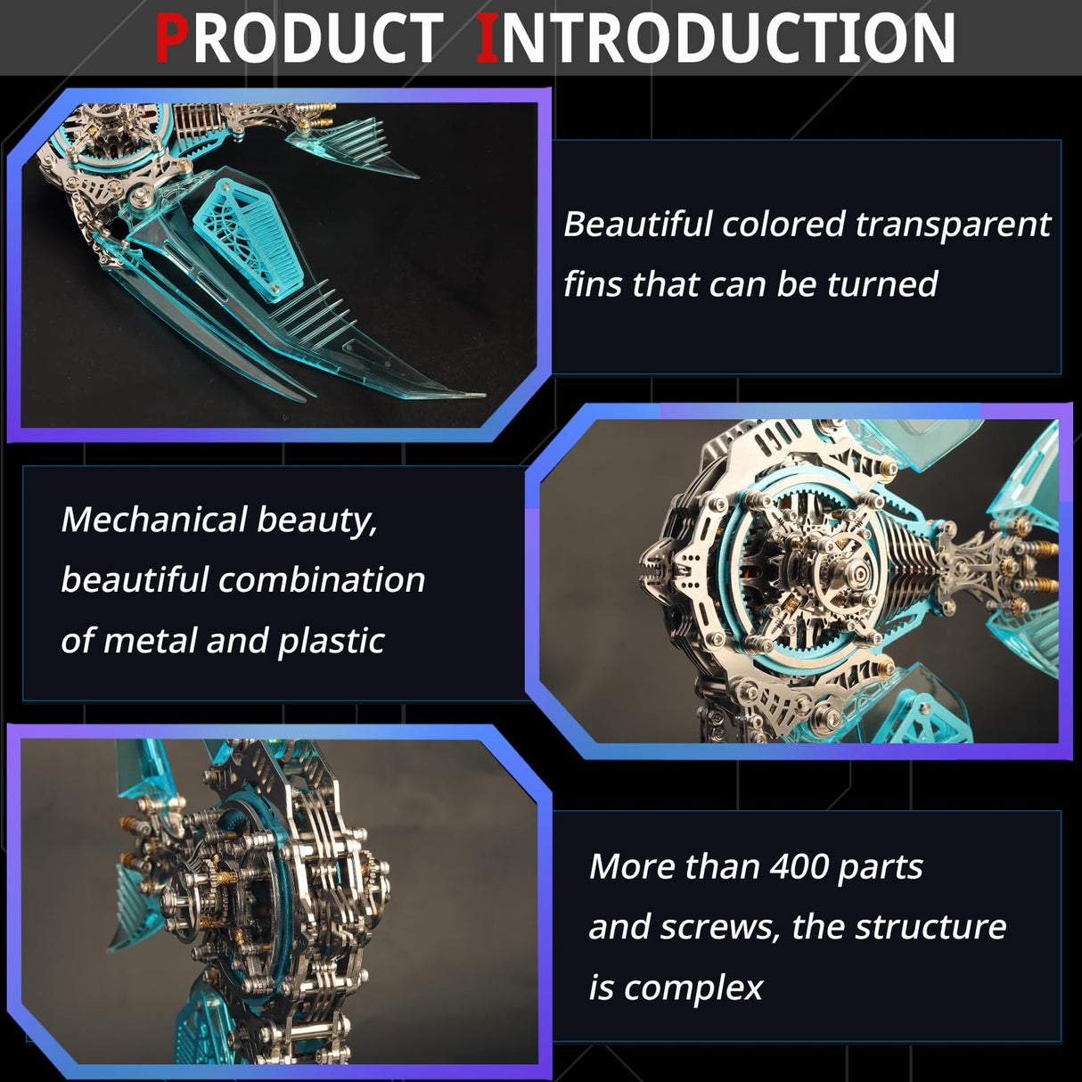 YUEZUDPO 3D Metal Puzzles for Adults, Metal 3D Puzzle DIY Colorful 3D Metal Puzzle 529 Pieces Mechanical Building Kit,3D Metal Model Kits to Build for Birthday Christmas YUEZUDPO