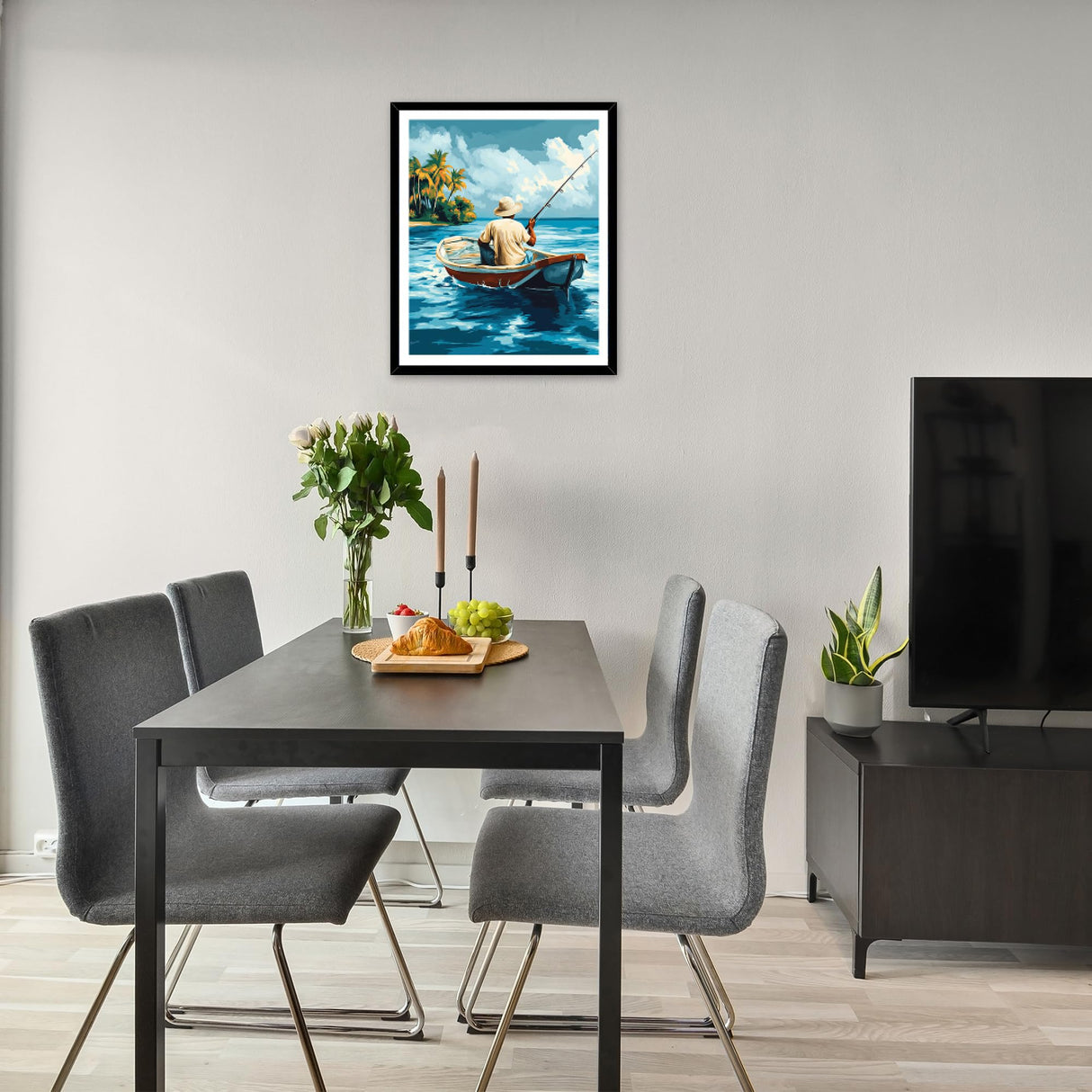 ARNLRDYA Sea Fishing Paint by Numbers for Adults, Fishing Boat Paint by Number Kits, Ocean Seaside Scenery DIY Acrylic Painting for Home Decor(16×20inch, No Frame) ARNLRDYA