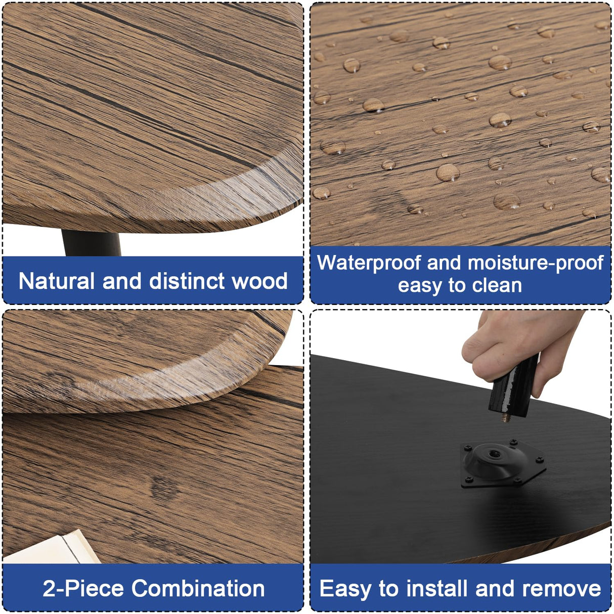 WDSHIYI Coffee Table Nesting Side Table Set of 2 Coffee Table Modern Minimalist Side Table for Living Room, Balcony in Brown WDSHIYI