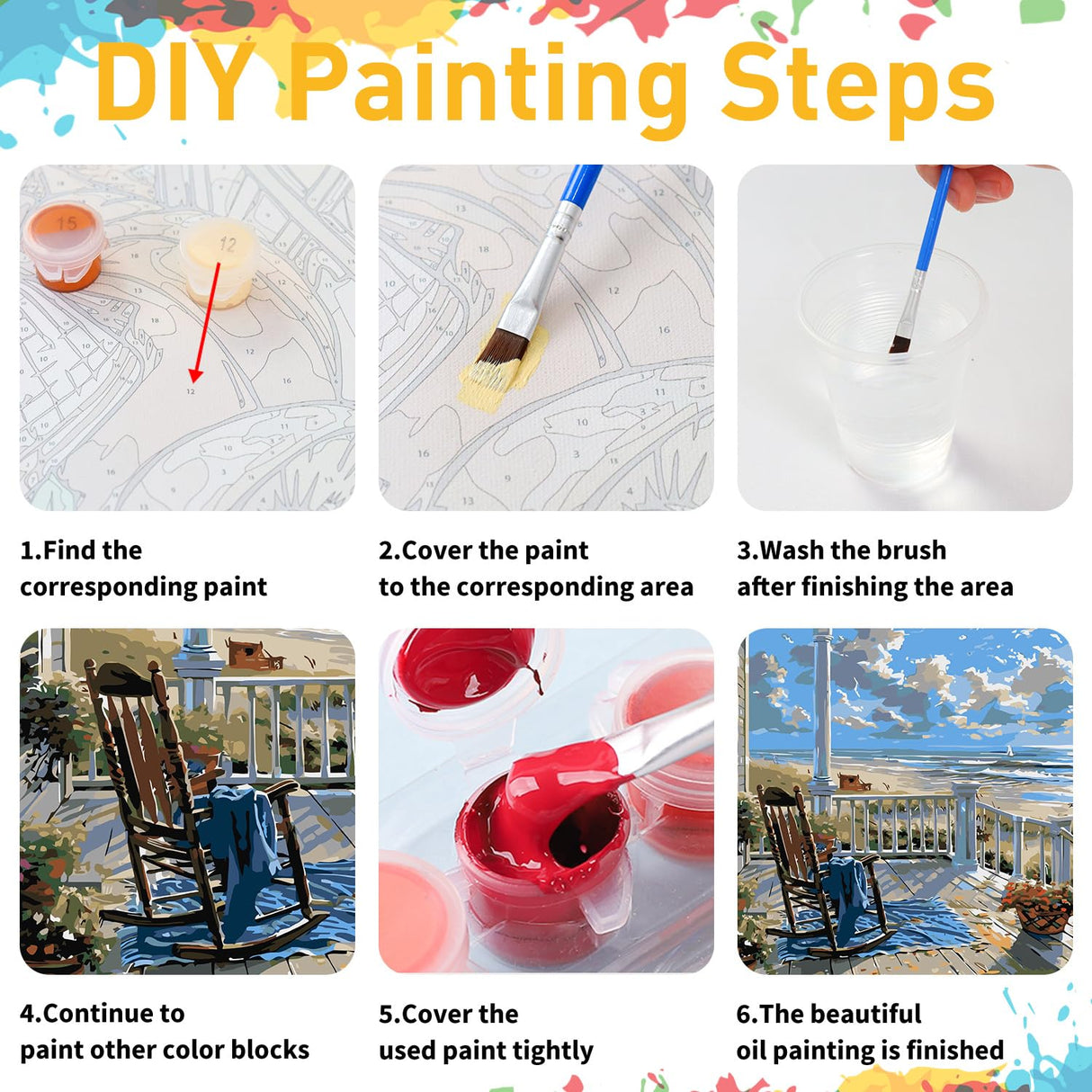 2 Pack Paint by Numbers Kit for Adults, Beach Paint by Numbers for Adults, DIY Adult Painting by Numbers Beginners on Canvas Acrylic for Home Wall Art Decor 12x16Inch (Rolled Package) Mandun