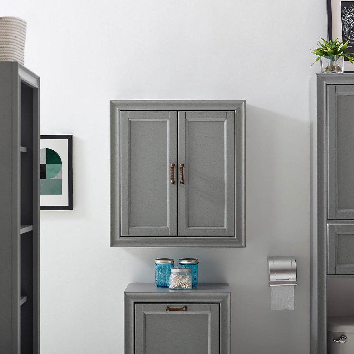 Crosley Furniture Tara Wall Mounted Bathroom Storage Medicine Cabinet with Shelves, Vintage Gray Crosley Furniture