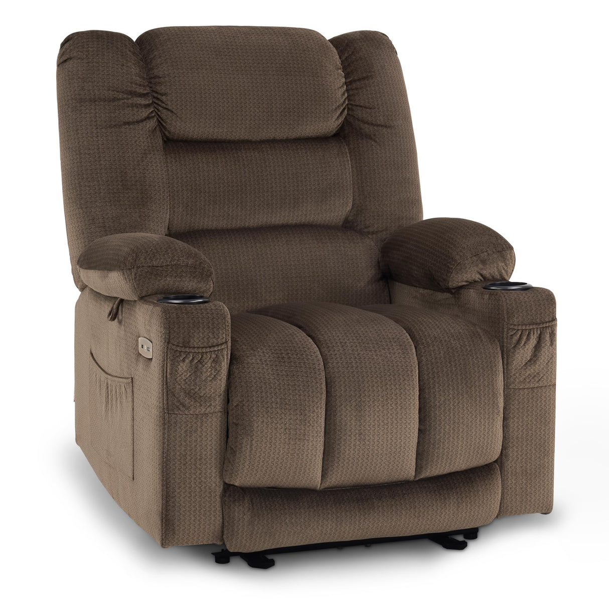 MCombo Large Power Recliner Chair with Heat and Vibration, USB Ports, Cup Holders, Electric Reclining for Living Room PR670 (Dark Brown Large 25.5" Seat Width) MCombo