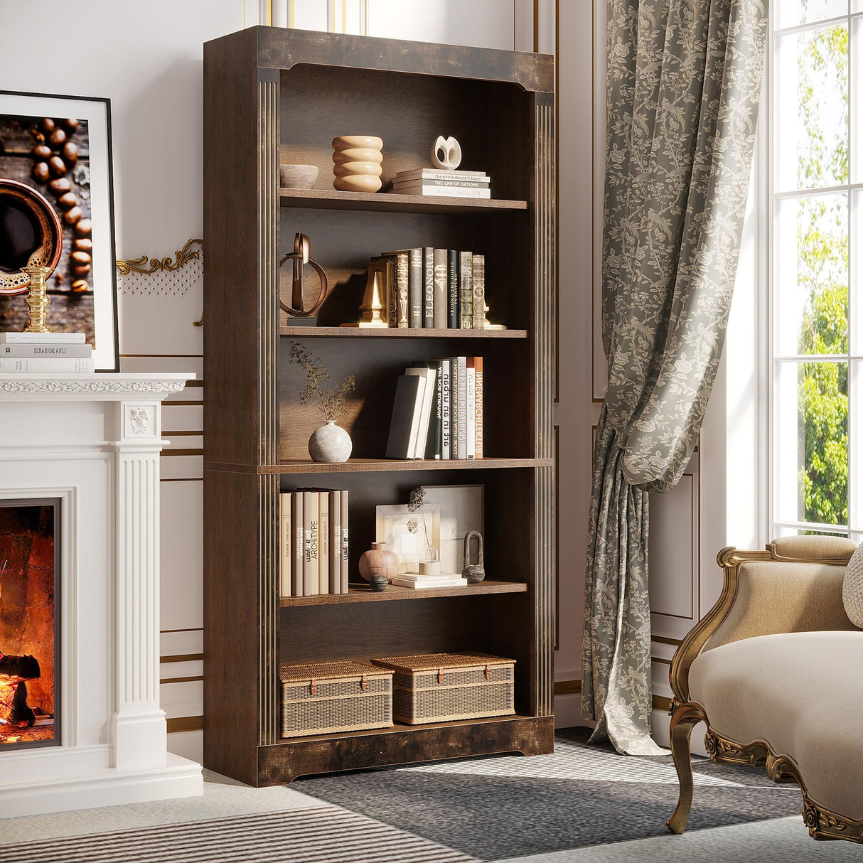 Tribesigns 70-Inch Rustic Brown 5-Tier Bookcase for Home and Office Tribesigns