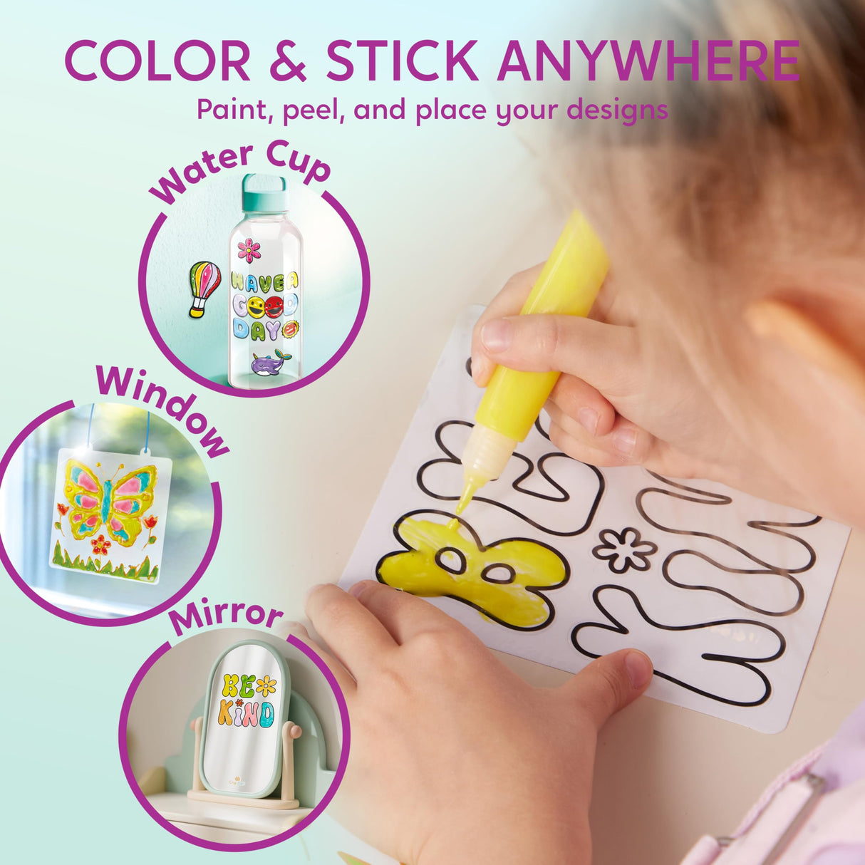 Klever Kits DIY Gel Art Suncatcher Kits for Kids, Paint Your Own Unicorn Window Art Kit with Photo Frame, Painting Arts and Crafts for Kids Ages 6-8 Girls Boys Birthday Gifts Halloween Decor Klever Kits