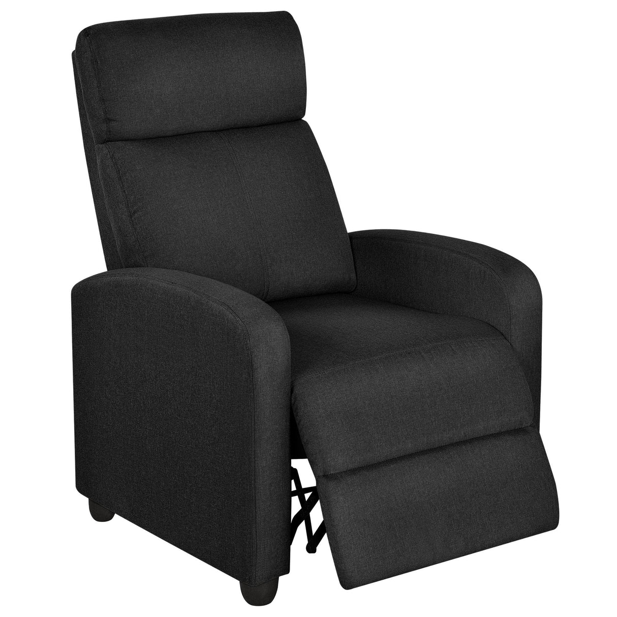 Topeakmart Fabric Recliner Sofa Push Back Recliner Chair Adjustable Modern Single Reclining Chair Upholstered Sofa with Pocket Spring Living Room Bedroom Home Theater Matte Black Topeakmart