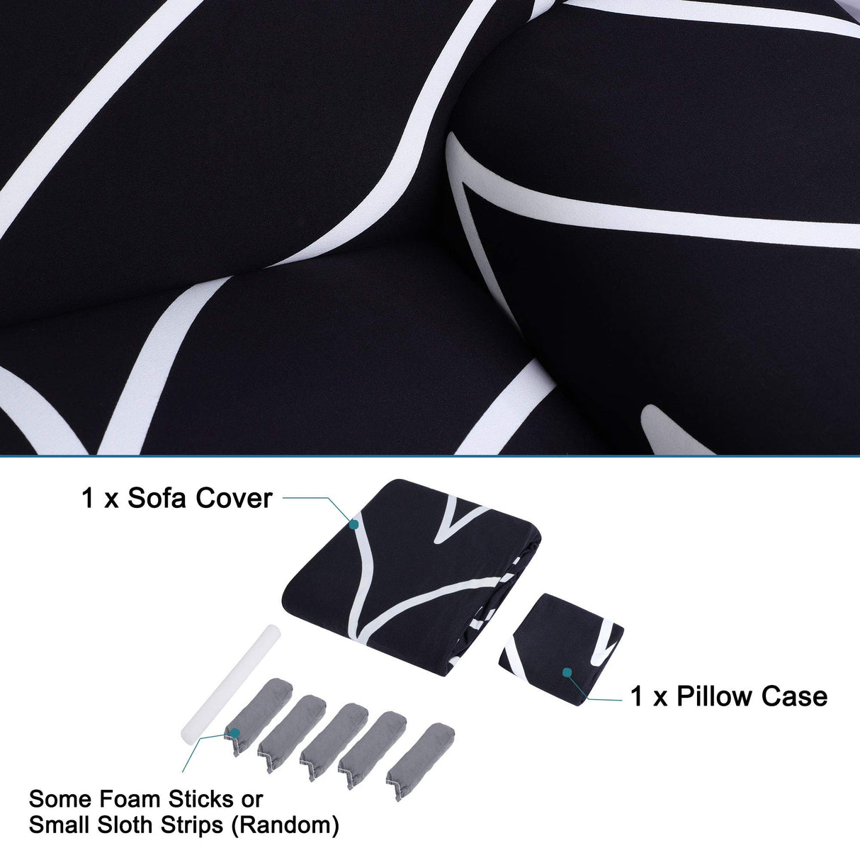 uxcell Stretch Sofa Cover Printed Couch Slipcover for Sofas Loveseat Armchair Living Room Universal Furniture with One Pillowcase (Black White Branches, Large) uxcell