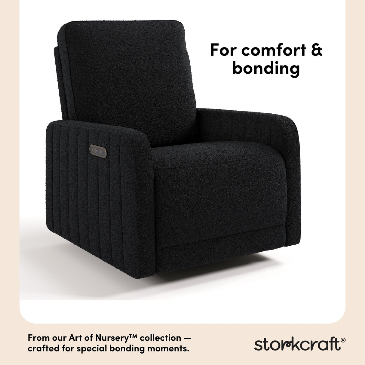 Storkcraft Kyoto Deluxe Extra-Wide Power Recliner Swivel Glider (Black Boucle) – Premium Electronic Power Recliner for Nursery, Includes Dual-USB Charging Port, Extra Wide Glider Rocking Chair Storkcraft