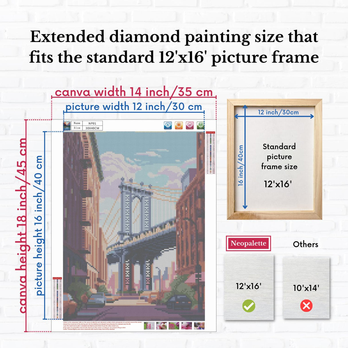 Neopalette Diamond Painting Kits for Adults, Art and Craft, Full Drill Diamond Painting Abstract and Ornaments, DIY 5D Diamond Art Craft (New York) Neopalette