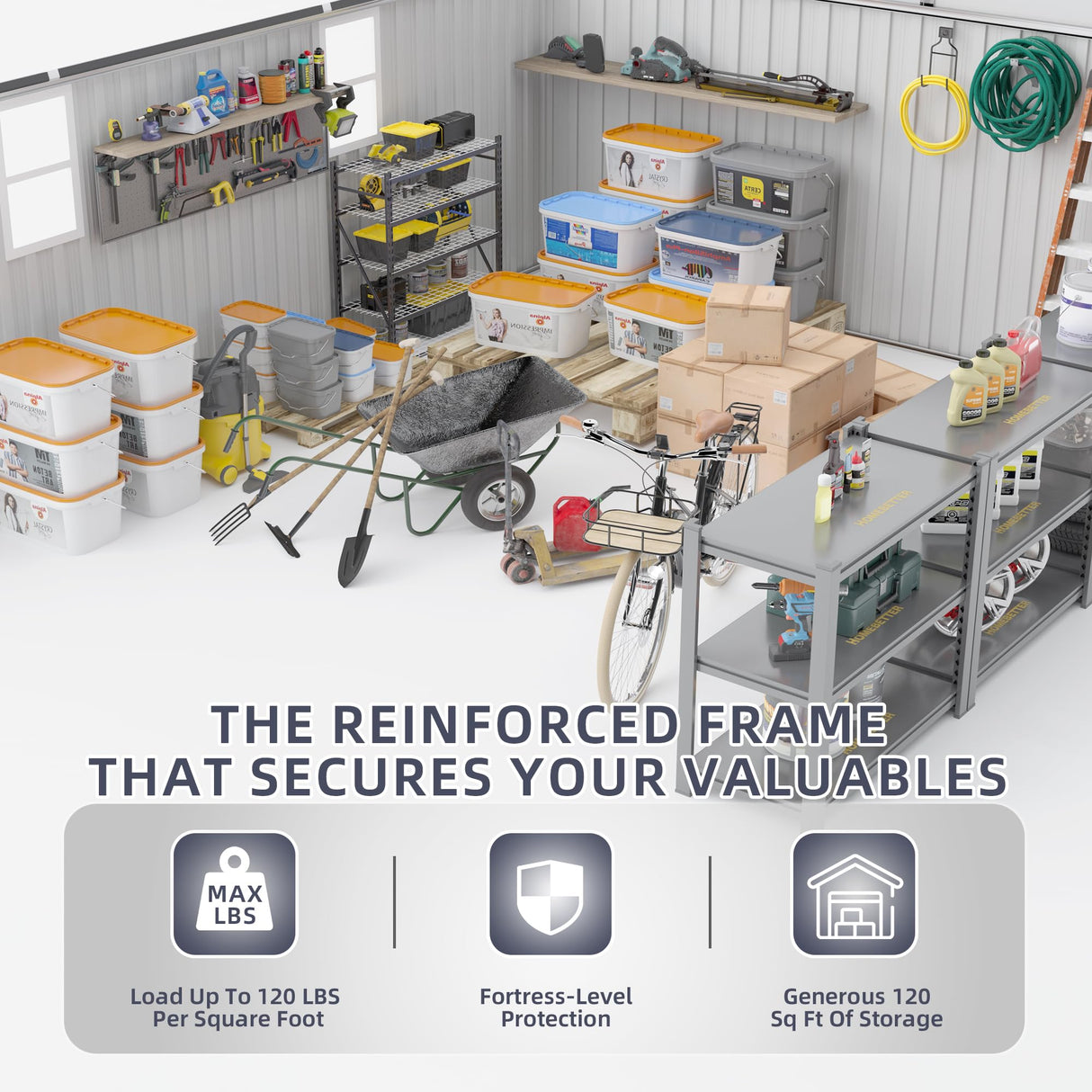 KEIKI 10'x12' Outdoor Storage Shed, Brown Metal Garden Shed with 2 Doors & 2 Windows, Heavy-Duty Steel Construction, Perfect for Patio Storage, Trash Cans, Chicken Coop, Includes Foundation Kit- Brown KEIKI