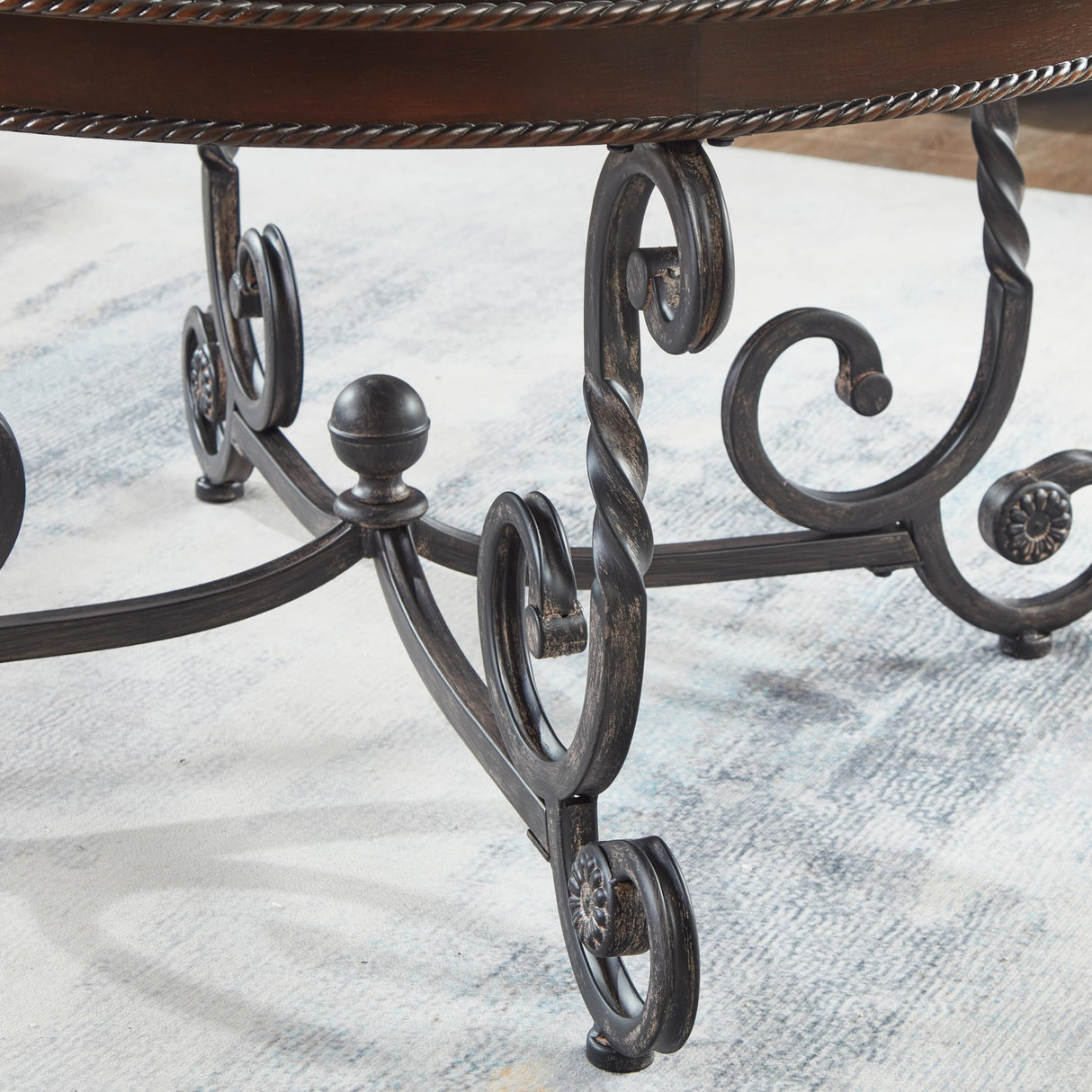 DS-HOMEPORT Retro Round Wood Coffee Table with Metal Leg, Circle Farmhouse Coffee Table for Living Room, Wooden Mid Century Coffee Tables, Easy Assembly (Only Coffee Table, 35" Dx35 Wx19 H) DS-HOMEPORT