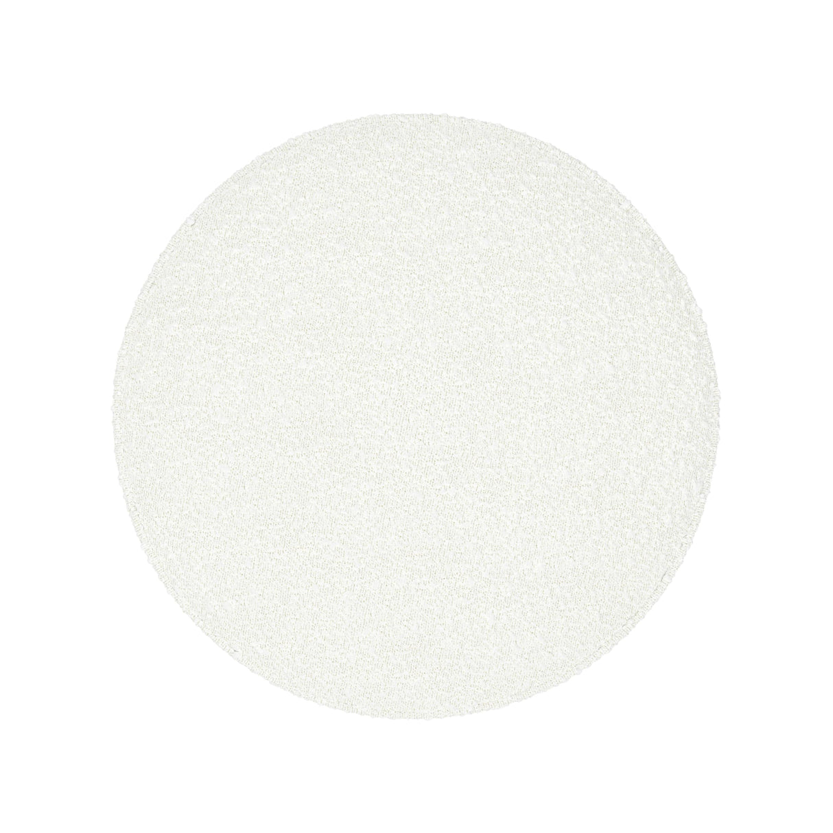 Spatial Order Bouclé Ottoman with Wooden Base – 22” Round Upholstered Footrest, Cream Textural Fabric, Modern Accent Stool for Living Room & Bedroom Spatial Order