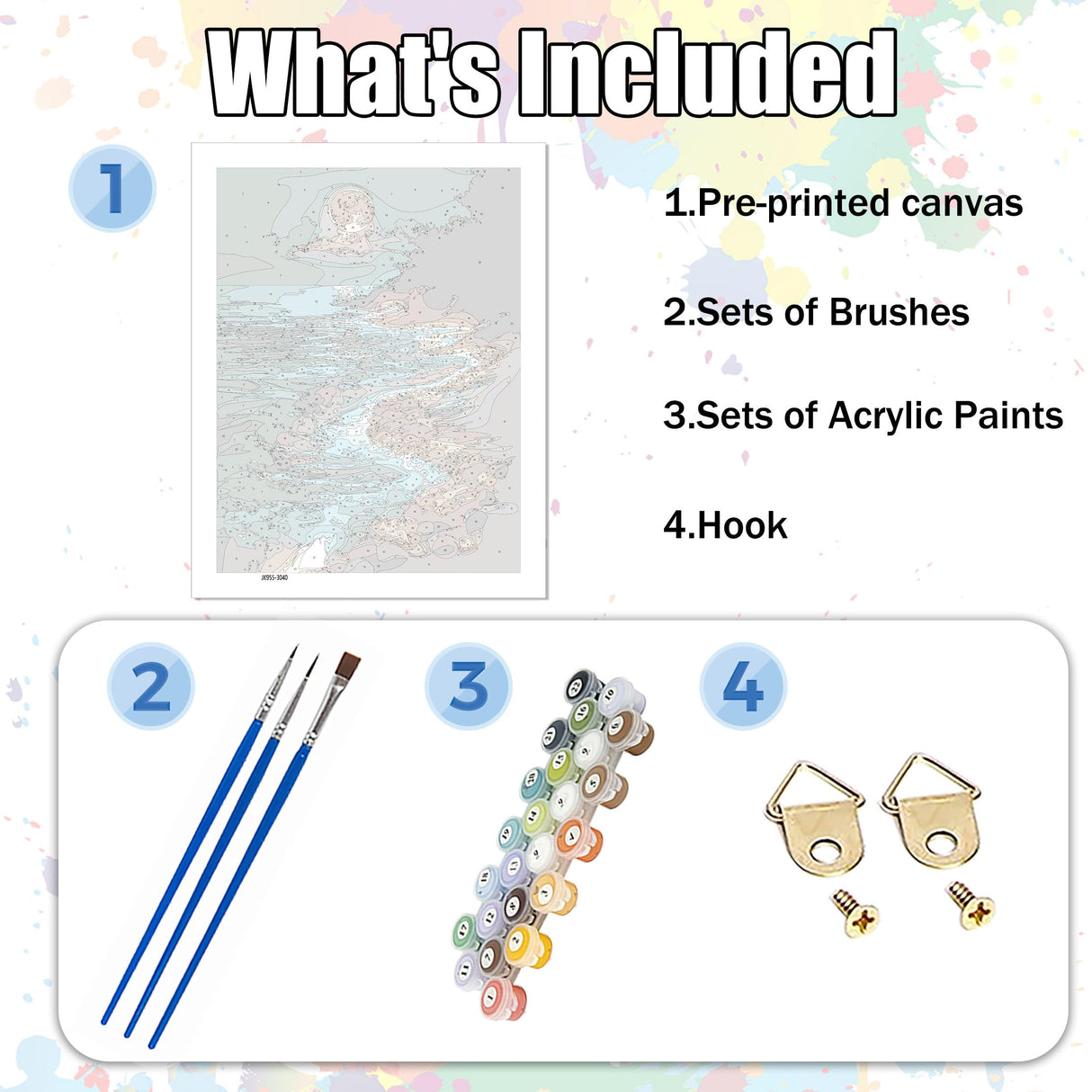 Hutarosl Moonlight Beach Paint by Number Canvas for Adults-Moonlight Paint by Numbers Kit for Adults,Beach Paint by Number Adult,Canvas Paint by Numbers for Adult for Gifts Home Decor 16x20in Hutarosl