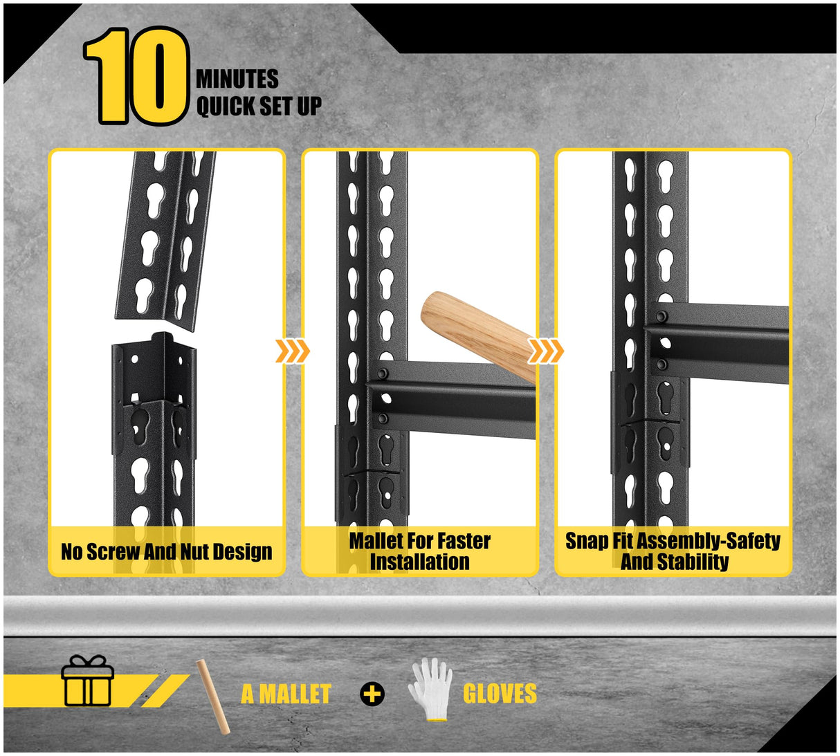 Rufokisa Metal Garage Shelving Heavy Duty,1530LBS Loads Garage Storage Shelves, 48”W 3-Tier Adjustable Storage Racks and Shelving Units for Garage Basement and Kitchen, 48”W x 18”D x 39”H,Black Rufokisa