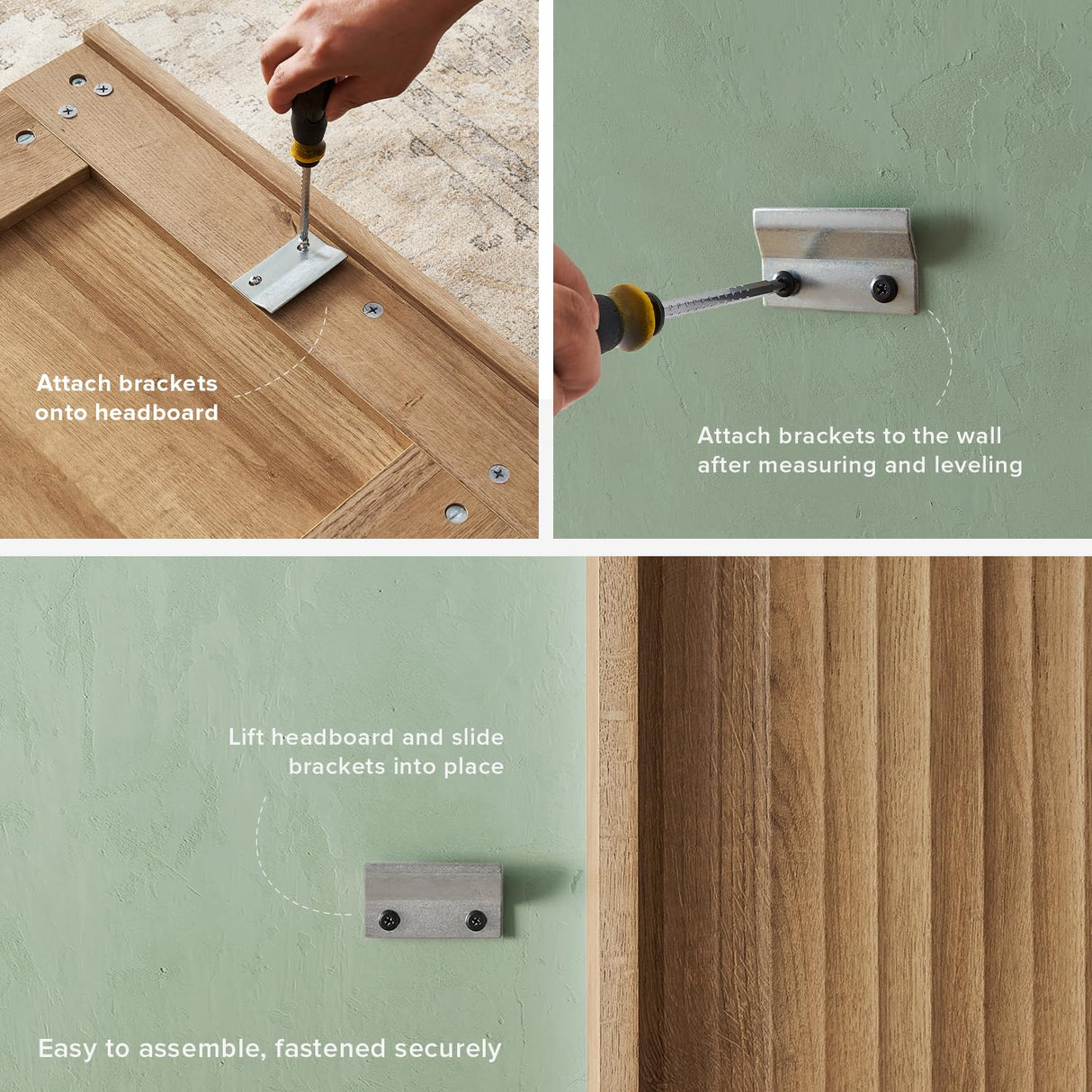 mopio Brooklyn Headboard, 62.4" Wide Headboard Only, Wood Headboard, Modern Farmhouse, Boho, Wall Mount, Fluted Panel, Wingback Design (Golden Oak, Queen) mopio