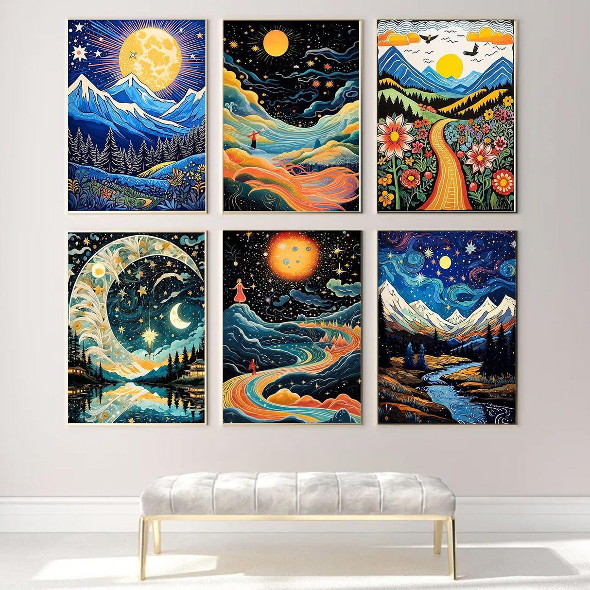ARPADAMO 6 Pack Diamond Art Kits for Adults,5D Landscape Diamond Painting DIY Diamond Art Abstract Diamond Painting Kit for Adult,Round Full Drill Diamonds, Diamond Kit for Home Decor-12x16inch ARPADAMO