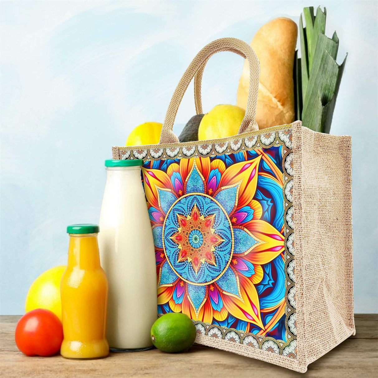 Generic 5D Diamond Art Painting Tote Bag Kit, DIY 5D Diamond Art Painting Handbag Kits, Diamond Art Painting Bag, (Single Side Dot Diamond) (#07-Mandala) WoodArtSupply