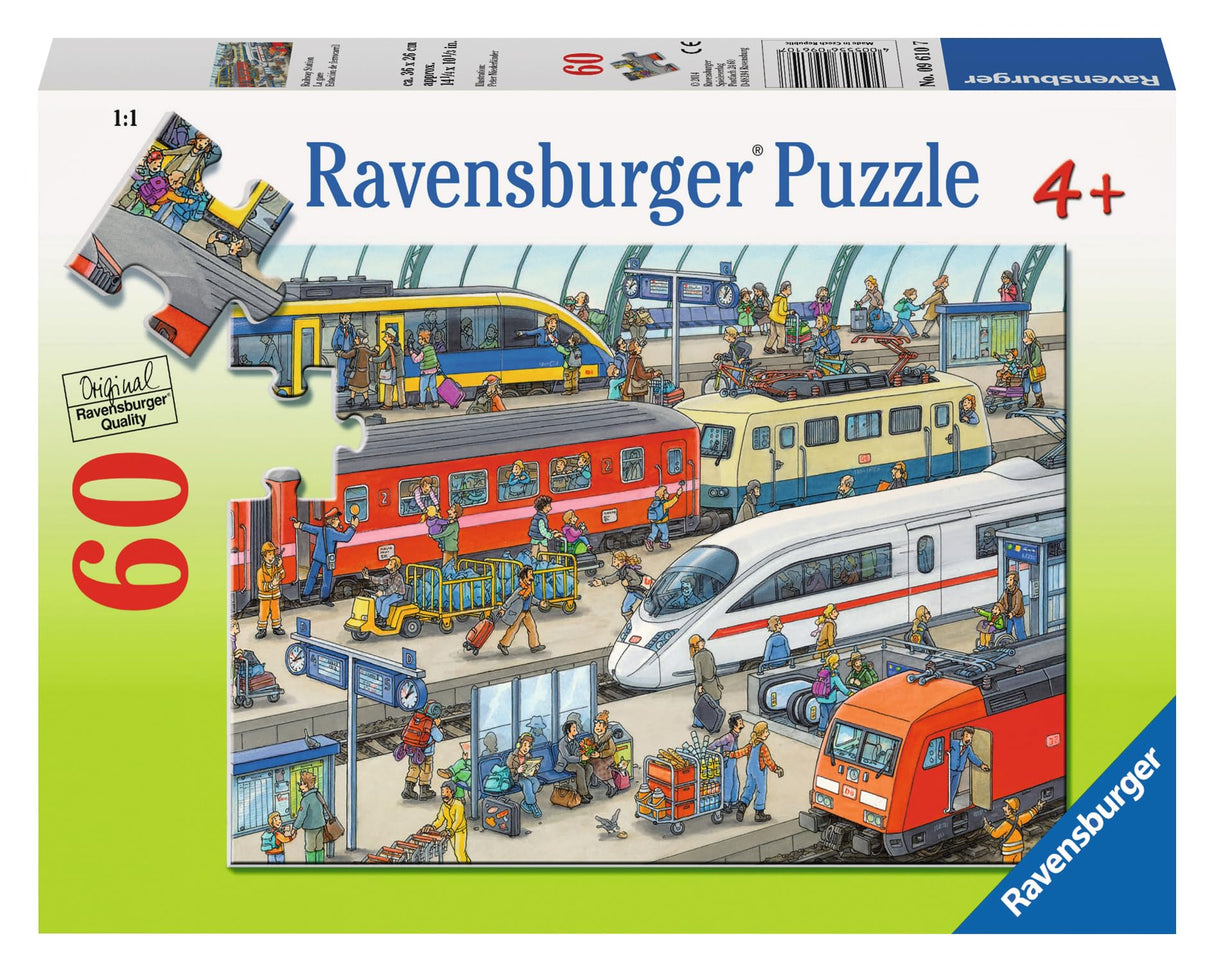 Ravensburger Railway Station Jigsaw Puzzle - Unique 60-Piece Puzzle for Kids, Anti-Glare Surface | FSC-Certified Materials | Great for Developing Skills & Creativity Ravensburger
