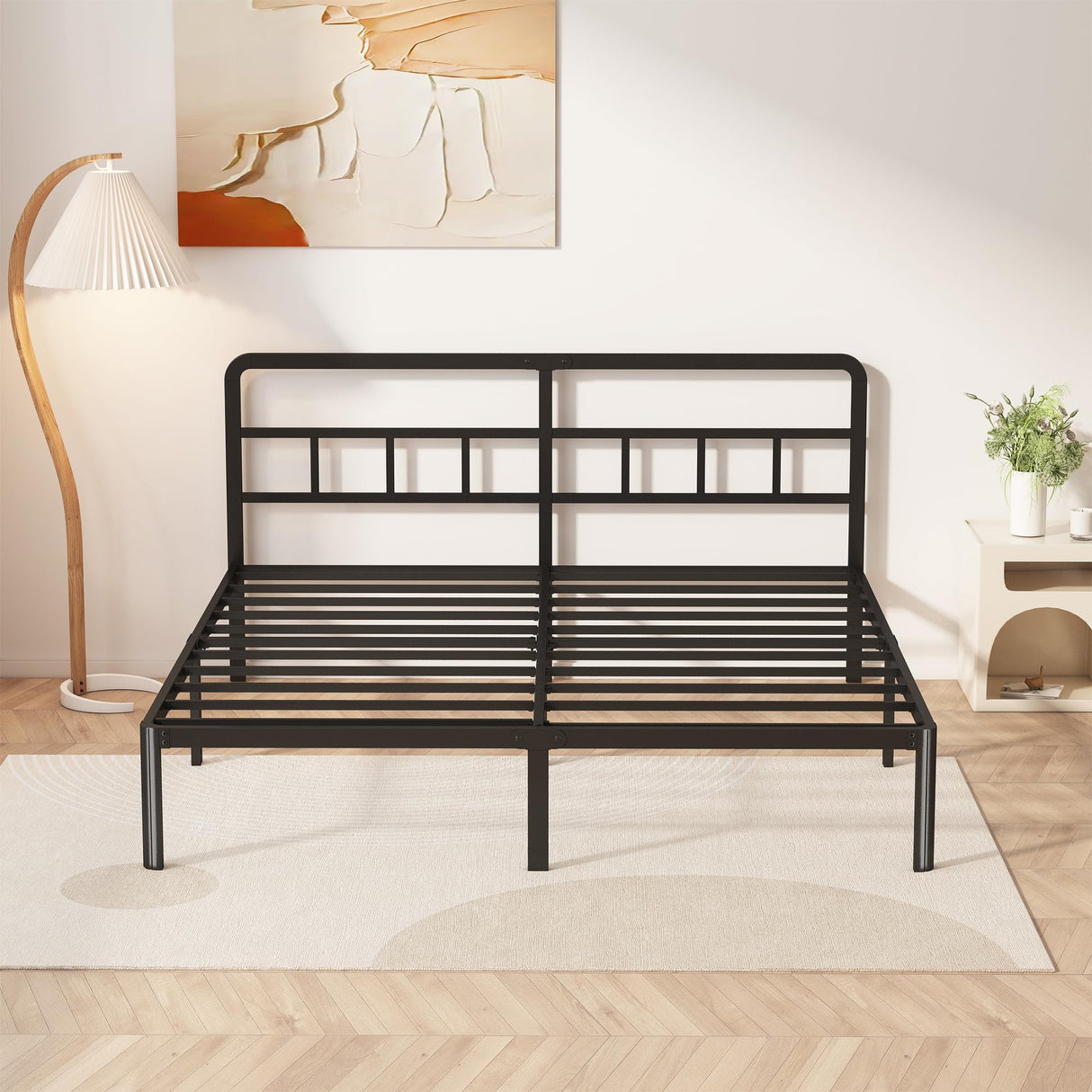 Yicensen 14 Inch King Bed Frame with Headboard, Heavy Duty Metal King Size Platform Bed Frame with Rounded Corner Legs, No Box Spring Needed, Noise Free, Easy Assembly, Black Yicensen