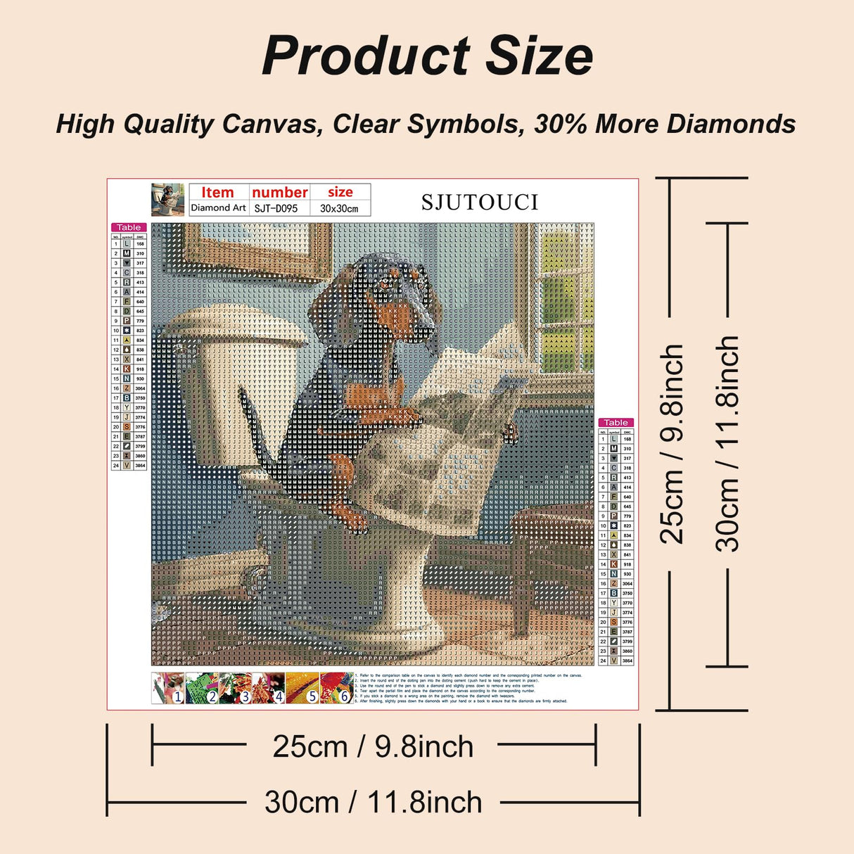 SJUTOUCI Dachshund Diamond Art Painting Kits for Adults, Dog Diamond Art Kits for Beginners, 5D DIY Full Drill Gem Craft for Home Decor Gift 12x12 inch/30x30cm, Animal SJUTOUCI