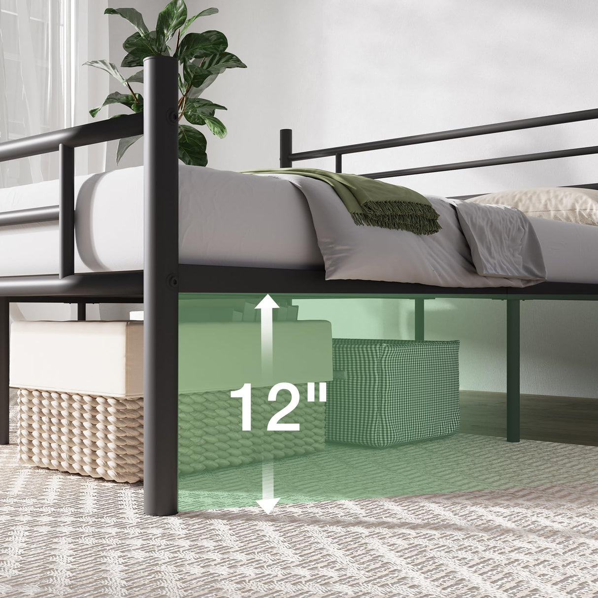 Novilla Twin Bed Frame with Headboard and Footboard, 14 Inch Metal Platform Bed Frame, Under Bed Storage, Strong Metal Slats Support, Mattress Foundation No Box Spring Needed Novilla