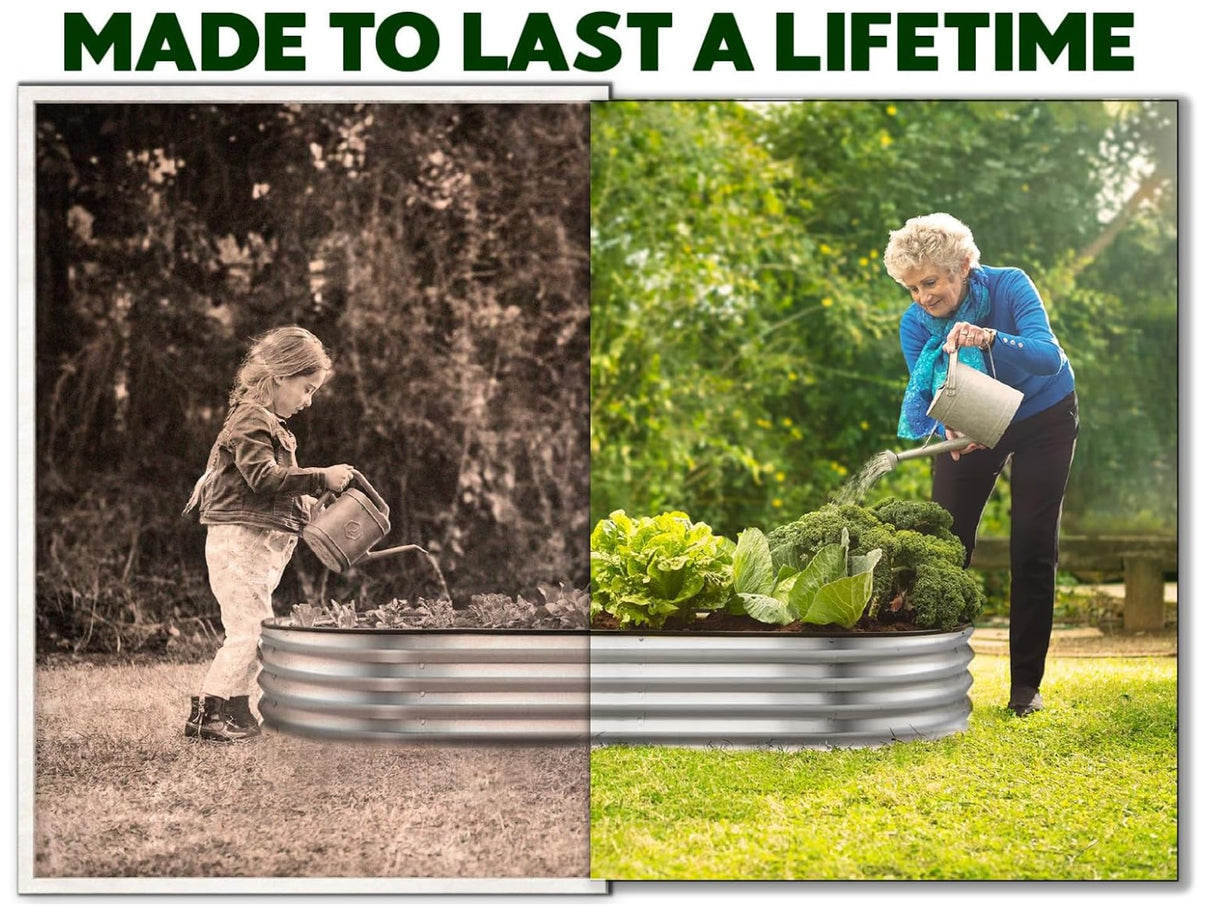 Galvanized Raised Garden Beds Outdoor // 4×2×1 ft Planter Raised Beds for Gardening, Vegetables, Flowers // Large Metal Garden Box (Silver) // Patented Tool-Free Design Plant & Plot