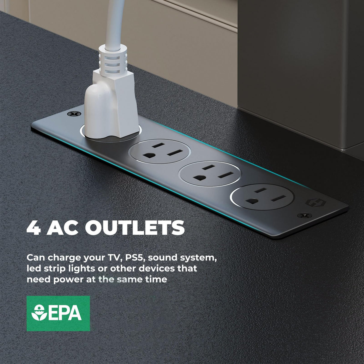 Rolanstar TV Stand with Mount & Power Outlet, 51" TV Stand Mount for 32/45/55/60/65 Inches TVs, Modern Entertainment Center with Storage Cabinet & LED Light, TV Table for Living Room, Bedroom, Black Rolanstar