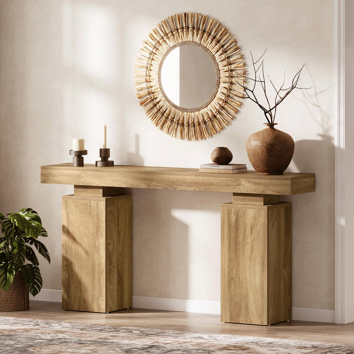 Tribesigns 63-Inch Long Console Table, Farmhouse Entryway Table Behind Couch, Wooden Foyer Stand Entry Station, Modern Hallway Accent Furniture for Living Room Decor, Entrance Tribesigns