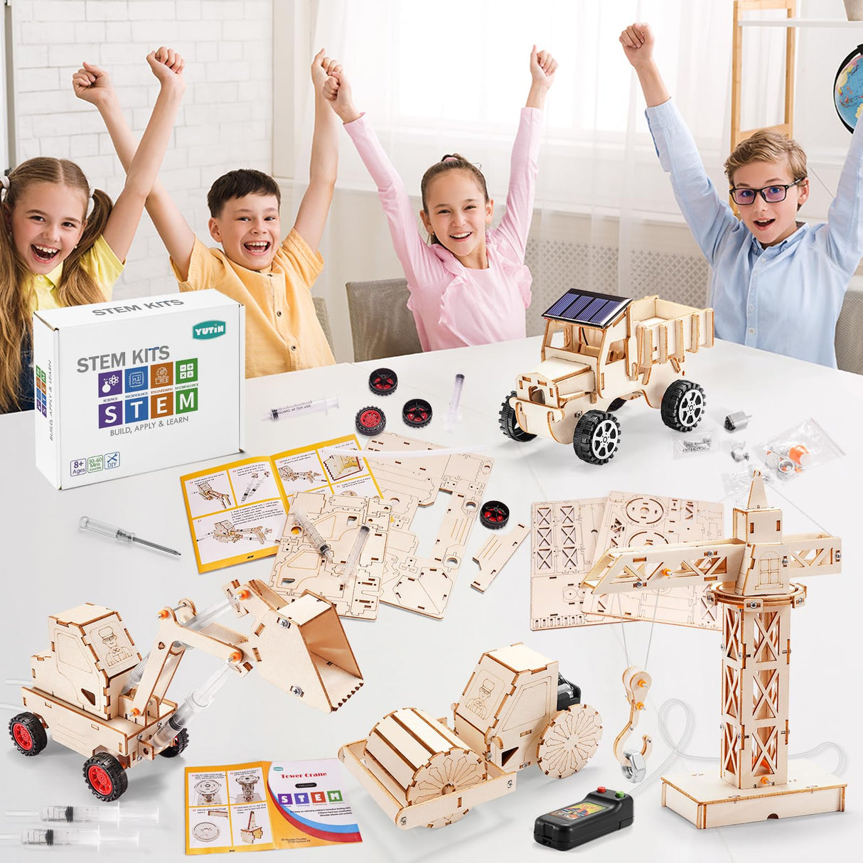STEM Kits for Kids Ages 8-10 10-12, Wood Building Crafts Kit for Boys 8-12, Model Car Kit, 3D Wooden Puzzles Woodworking Science Projects, Construction Engineering STEM Toys for 8 10 13 12 14 Year Old Yutin