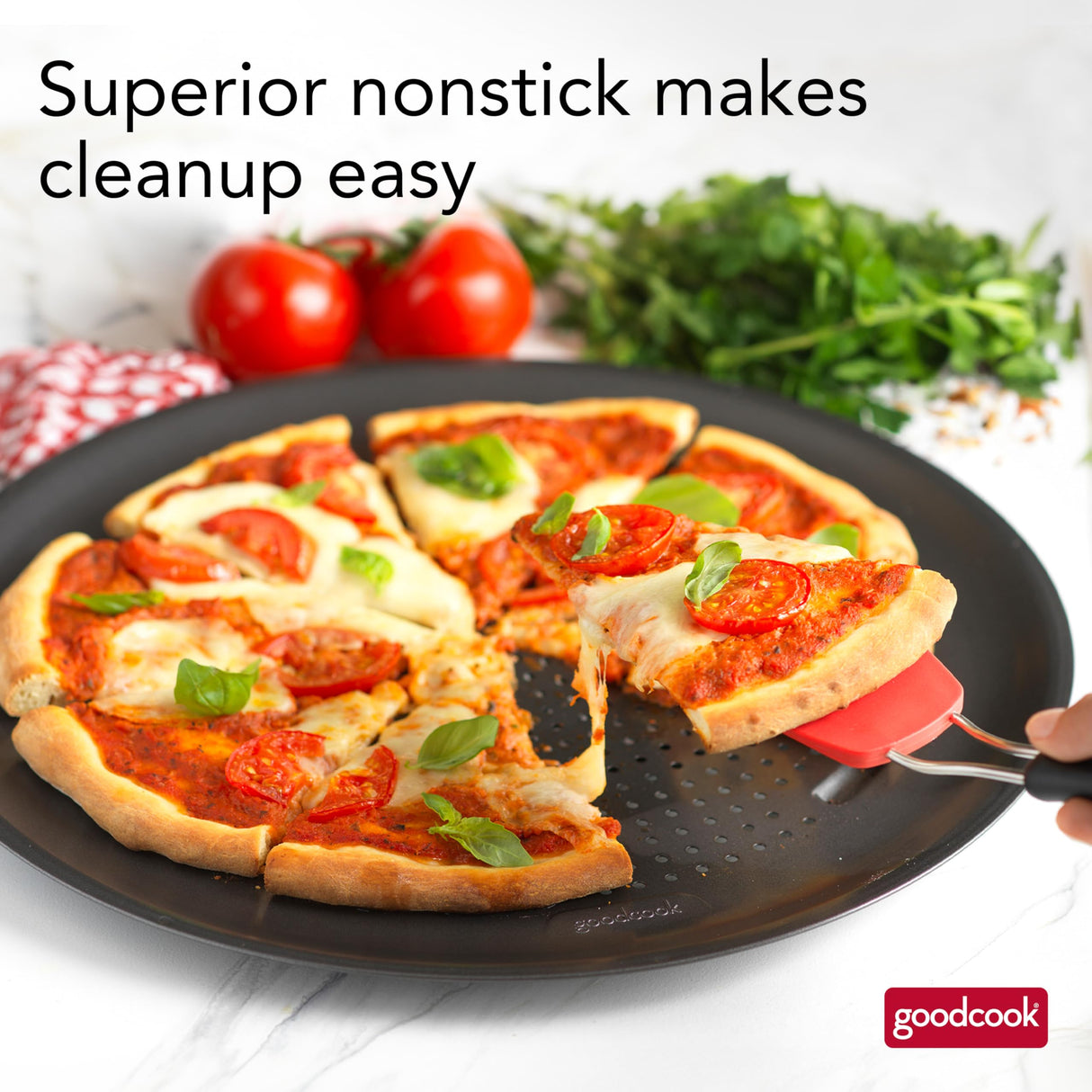 GoodCook AirPerfect Nonstick 16” Pizza Pan – Pizza Tray for Oven, Perforated Round Pizza Pan, Carbon Steel Baking Pan, Homemade, Frozen & Leftover Slices GoodCook