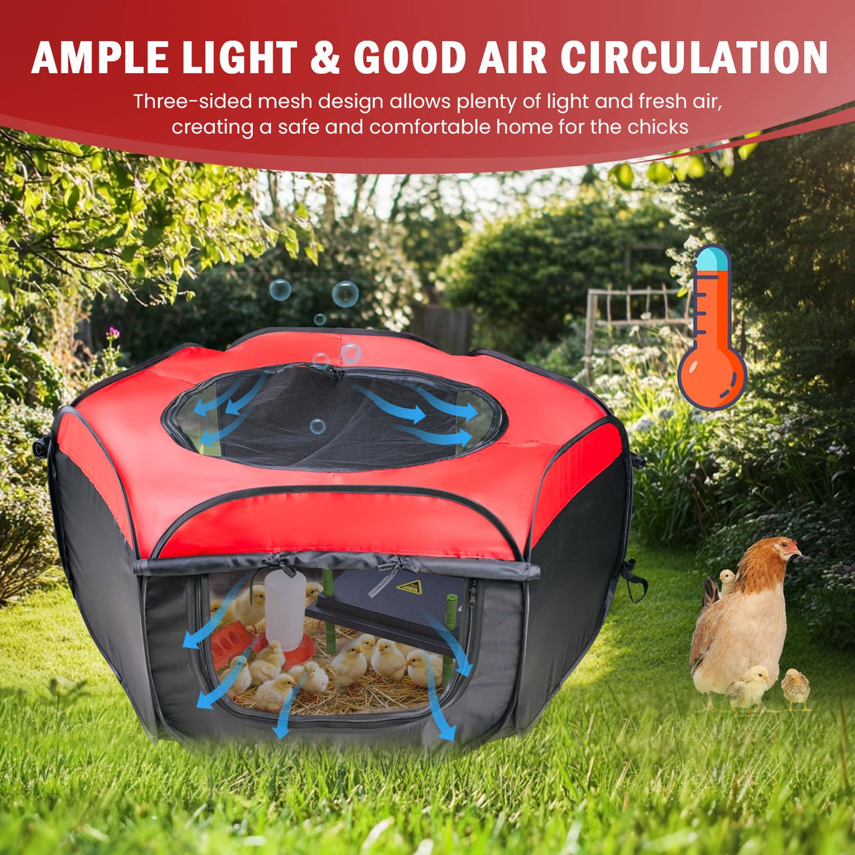 Tetuga Chicken Brooder Box for Chick Starter Kit - 10 * 12inch Brooder Heating Plate Chick Brooder Pen/Baby Chicken Brooder Box 4-in-1 Bundles with Chicken Feeder, Waterer (Brooder Set) Tetuga