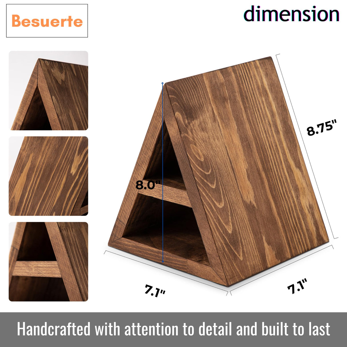 Besuerte Triangle Book Page Holder, Wooden Rest Stand, Assembly-Free Gifts for Lovers, Reading Valet, Bookstand for Bedroom, Living Room, Nook, Light Brown Besuerte