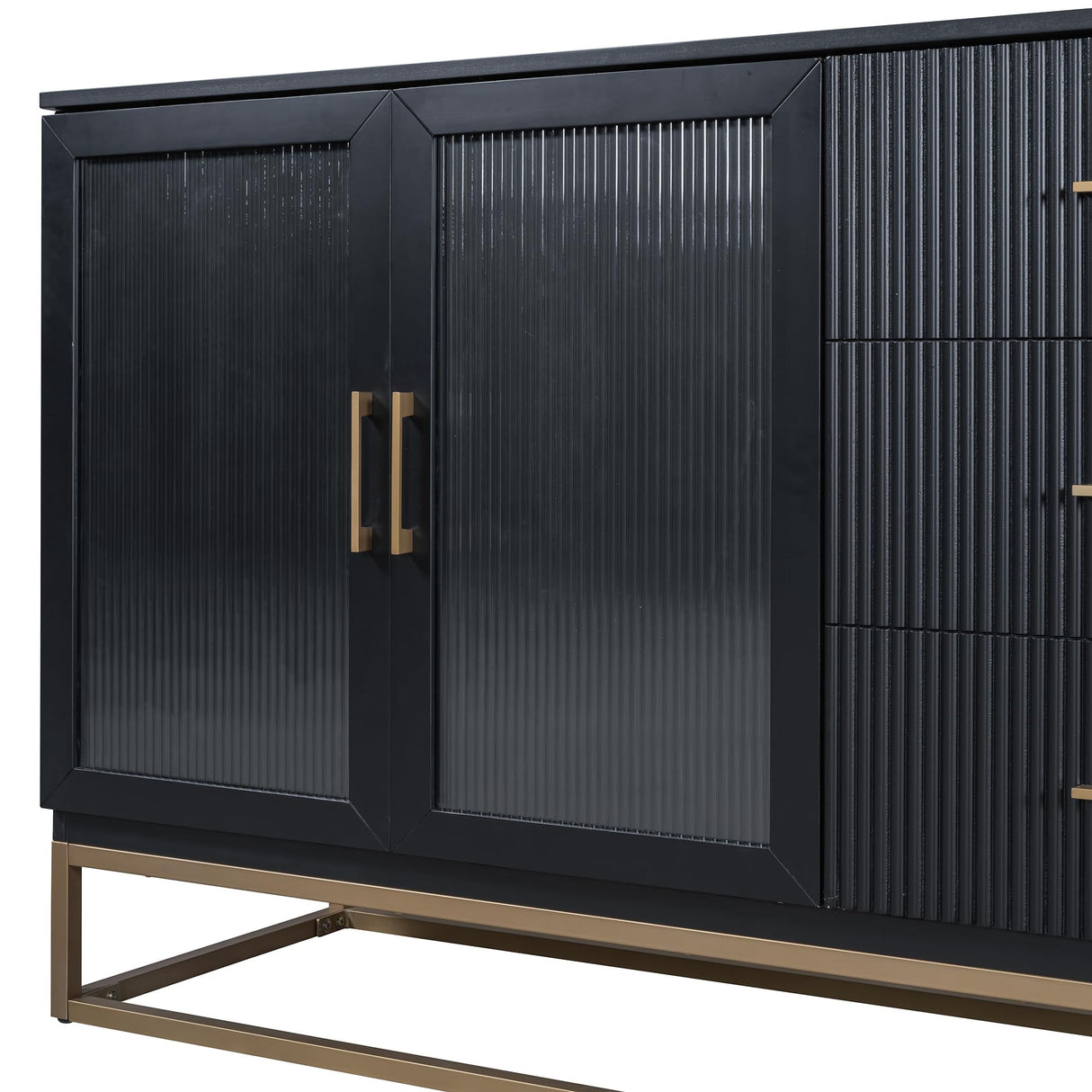 Queen Size Murphy Bed with Frosted Glass Doors,Fake Drawers and Metal Legs,for Small Spaces Apartments Studio Guest Room Use (Black#b, Queen) Brabrety